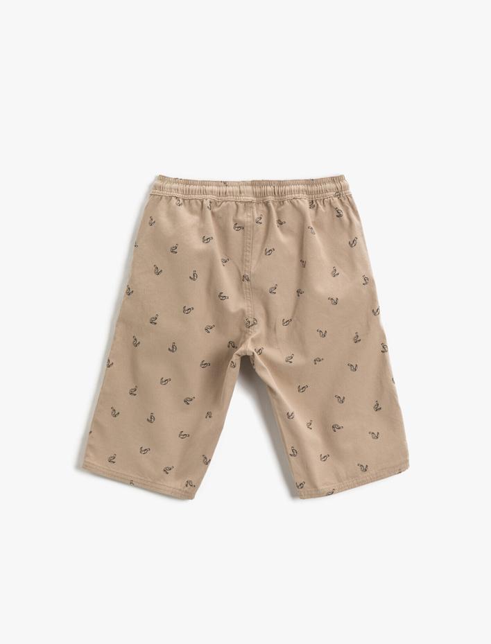 Erkek Çocuk Desenli Şort Belden Bağlamalı Pamuklu
