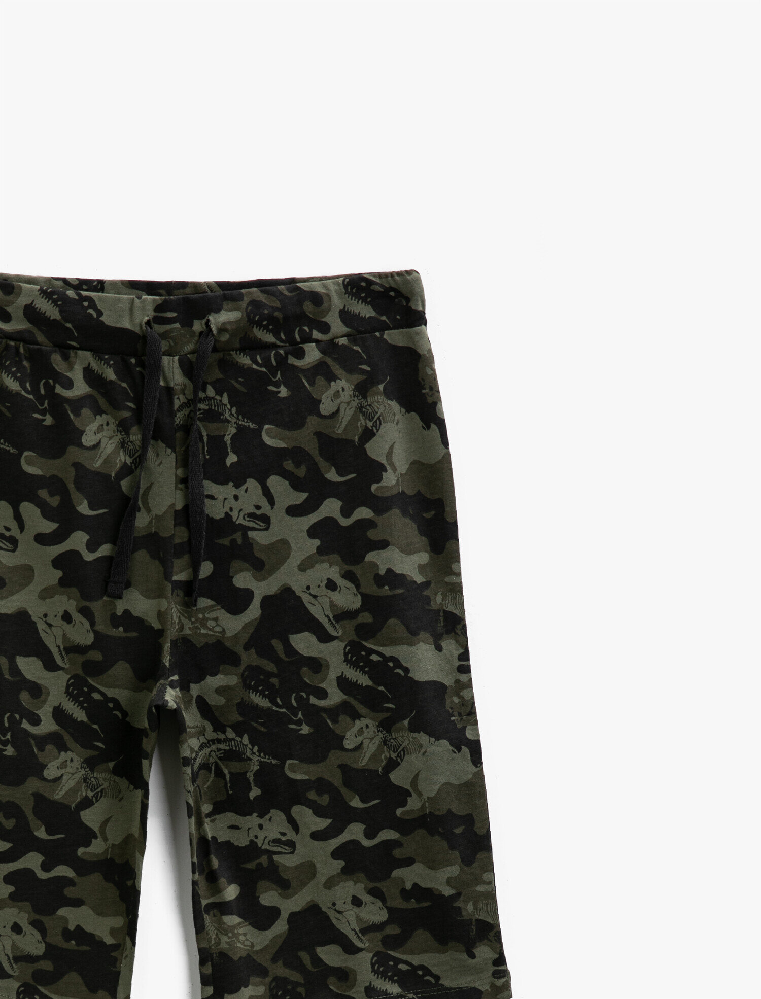  Erkek Çocuk Dinozor Baskılı Şort Kamuflaj Desenli Pamuklu