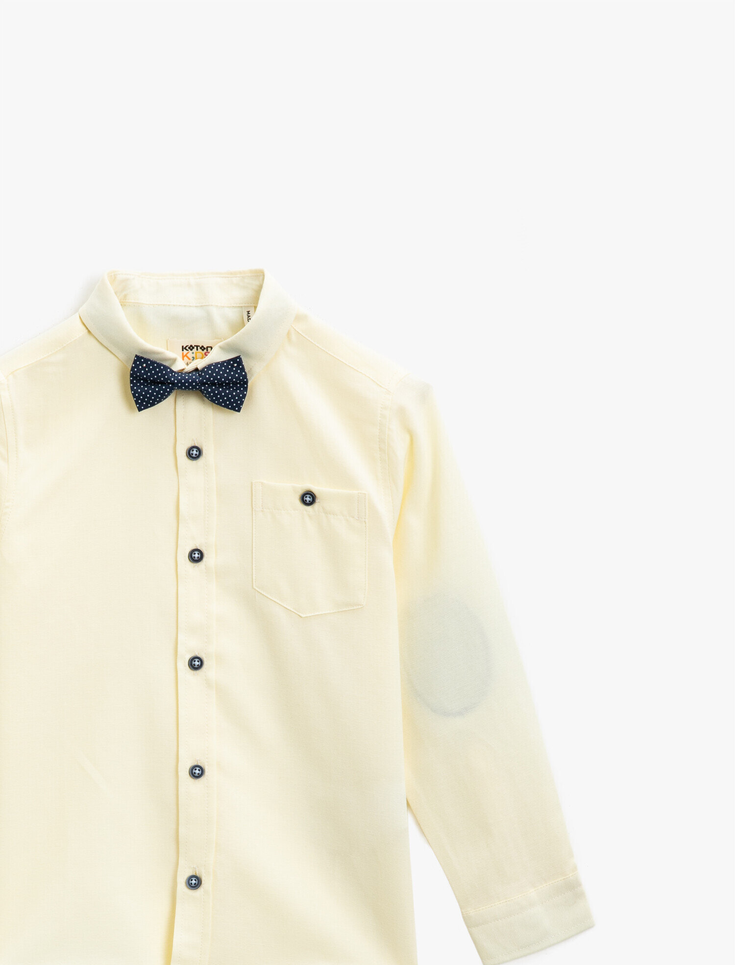  Erkek Çocuk Pamuklu Papyonlu Klasik Yaka Uzun Kollu Gömlek