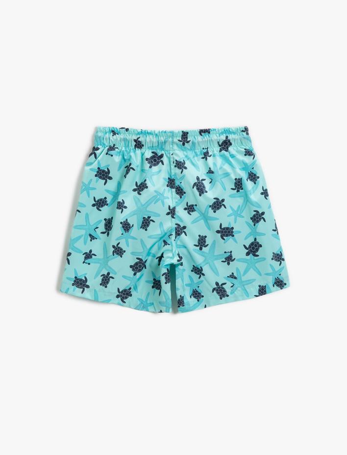 Erkek Çocuk Mayo Kaplumbağa Baskılı Beli Bağlamalı