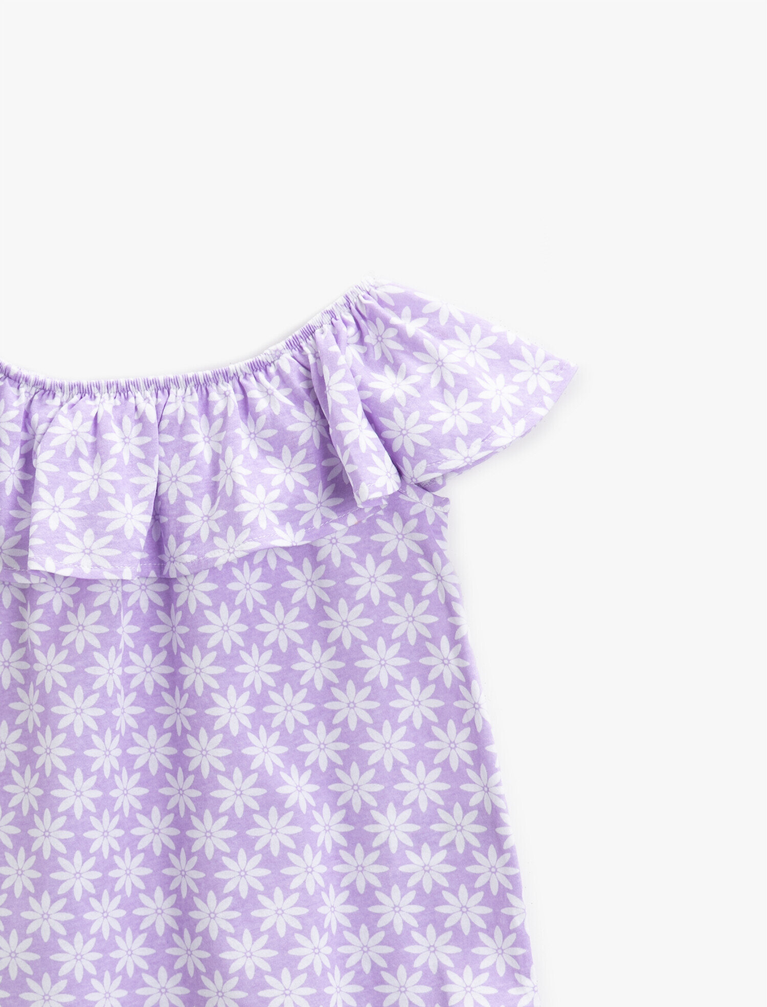  Kız Çocuk Çiçekli Tişört Fırfırlı Pamuklu