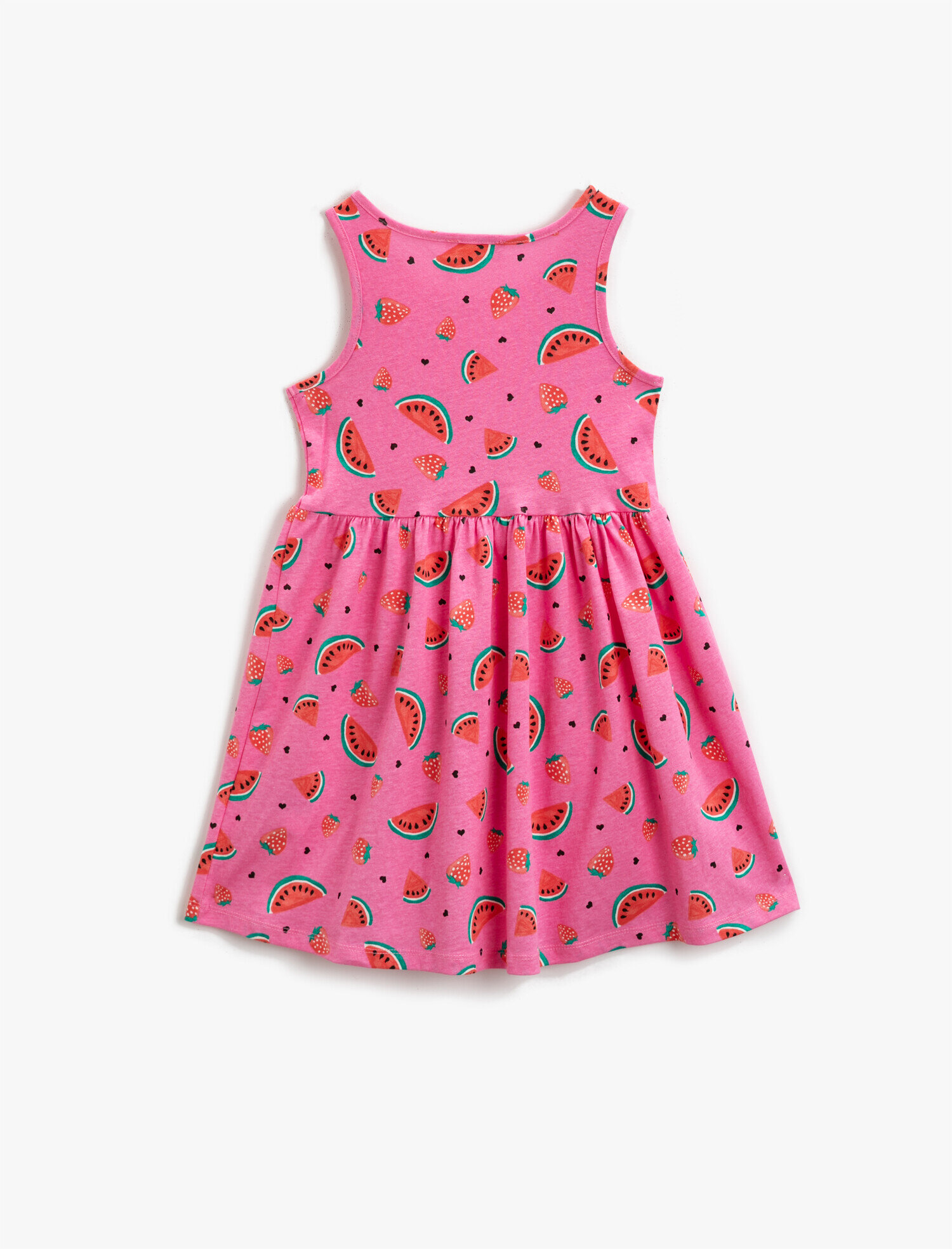  Kız Çocuk Baskılı Elbise Kolsuz Pamuklu