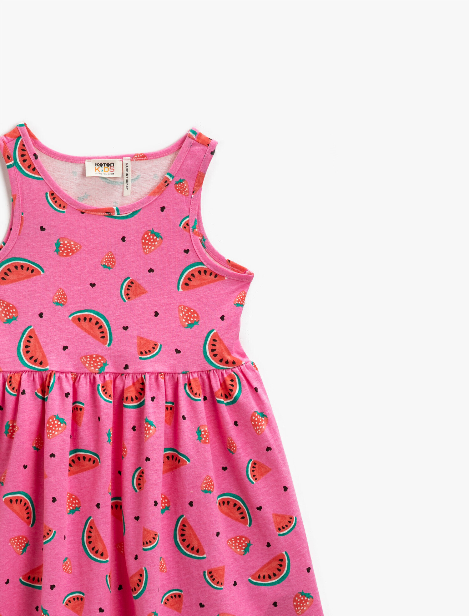  Kız Çocuk Baskılı Elbise Kolsuz Pamuklu