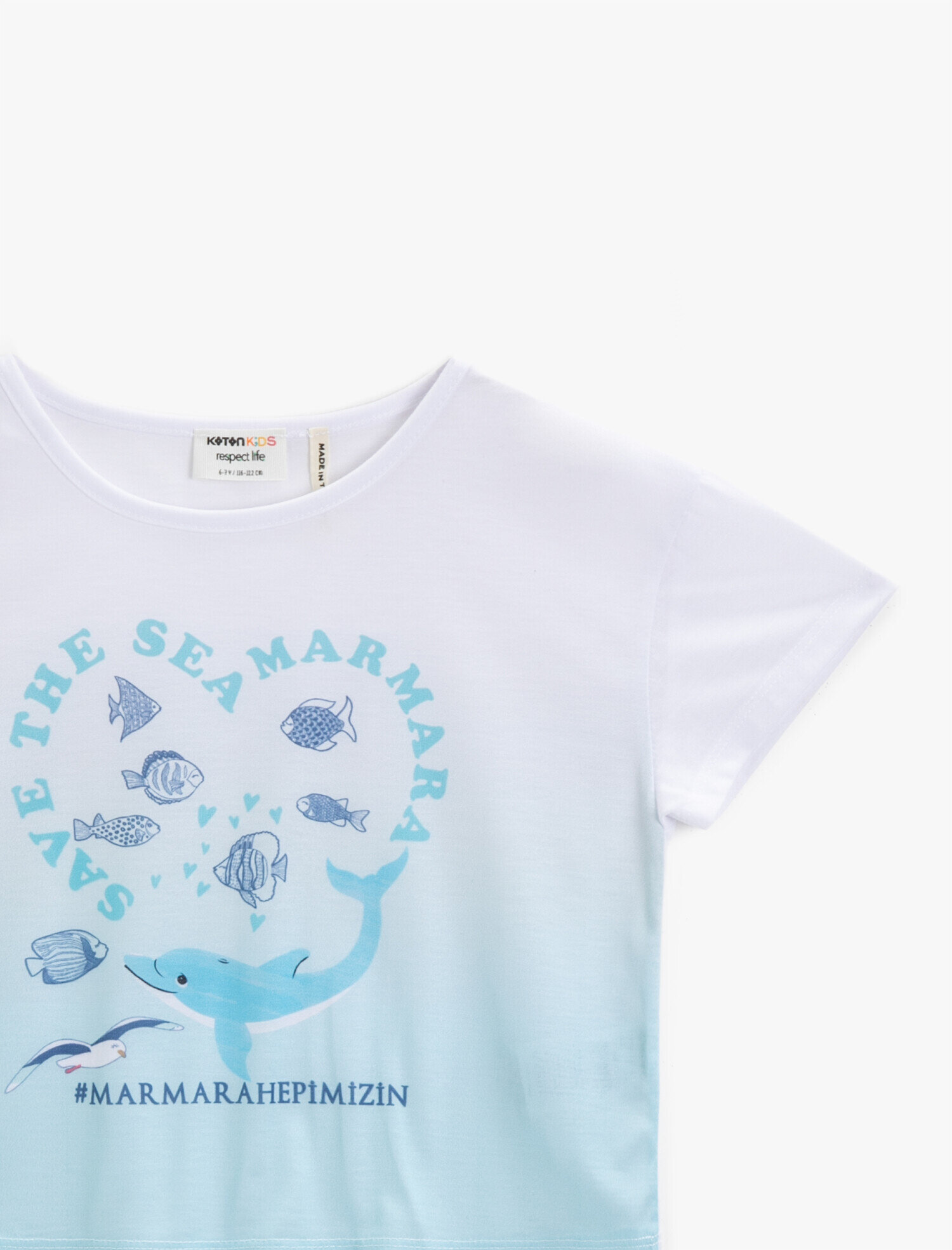  Kız Çocuk Marmara Temalı Baskılı Tişört Pamuklu