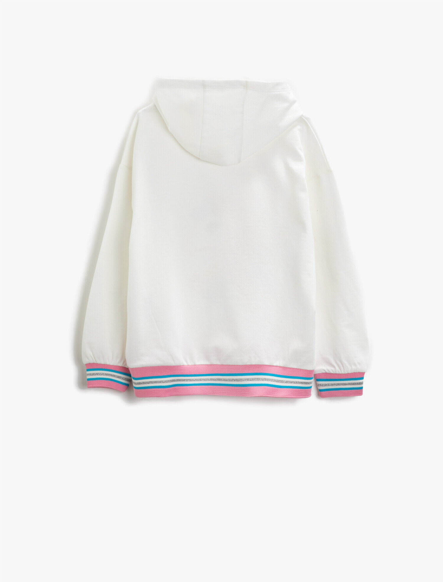  Kız Çocuk Pamuklu Unicorn Baskılı Kapüşonlu Uzun Kollu Sweatshirt