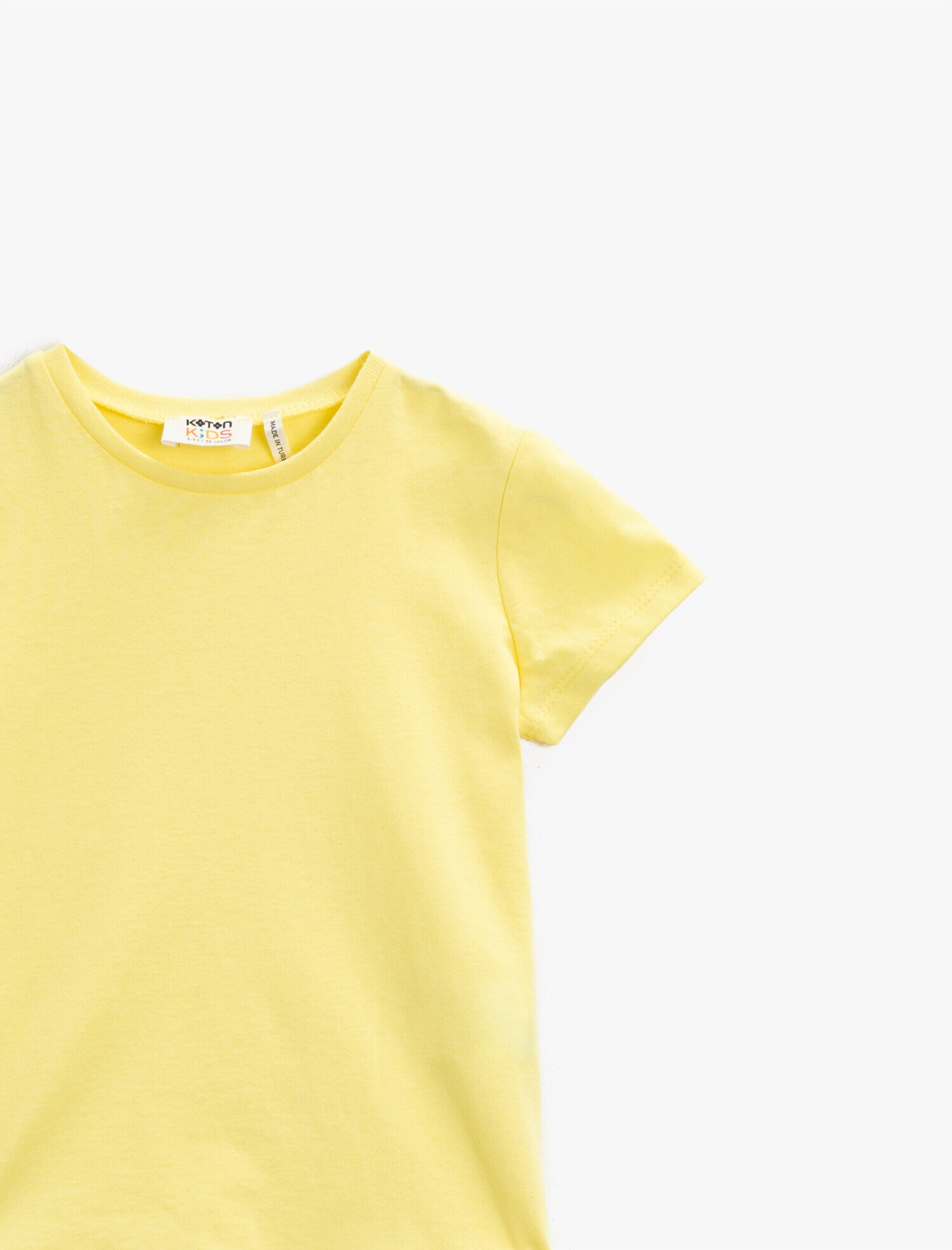  Kız Çocuk Basic Tişört Kısa Kollu Pamuklu Bisiklet Yaka