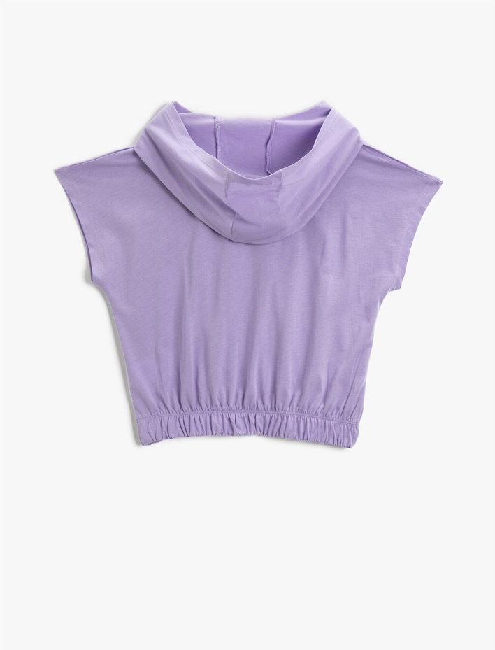 Kız Çocuk Kapüşonlu Tişört Baskılı Pamuklu