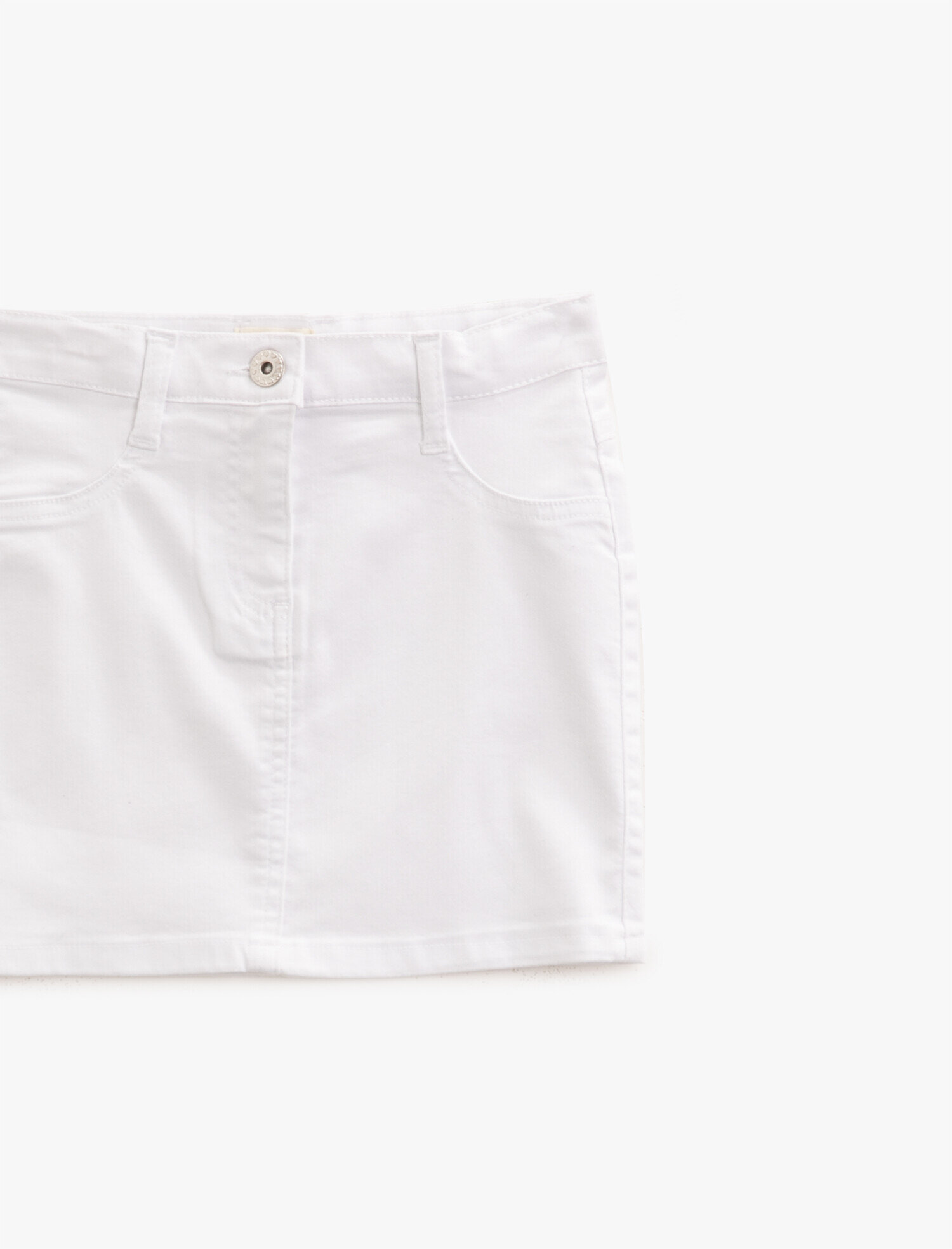  Kız Çocuk Düğmeli Etek Pamuklu Cepli Basic