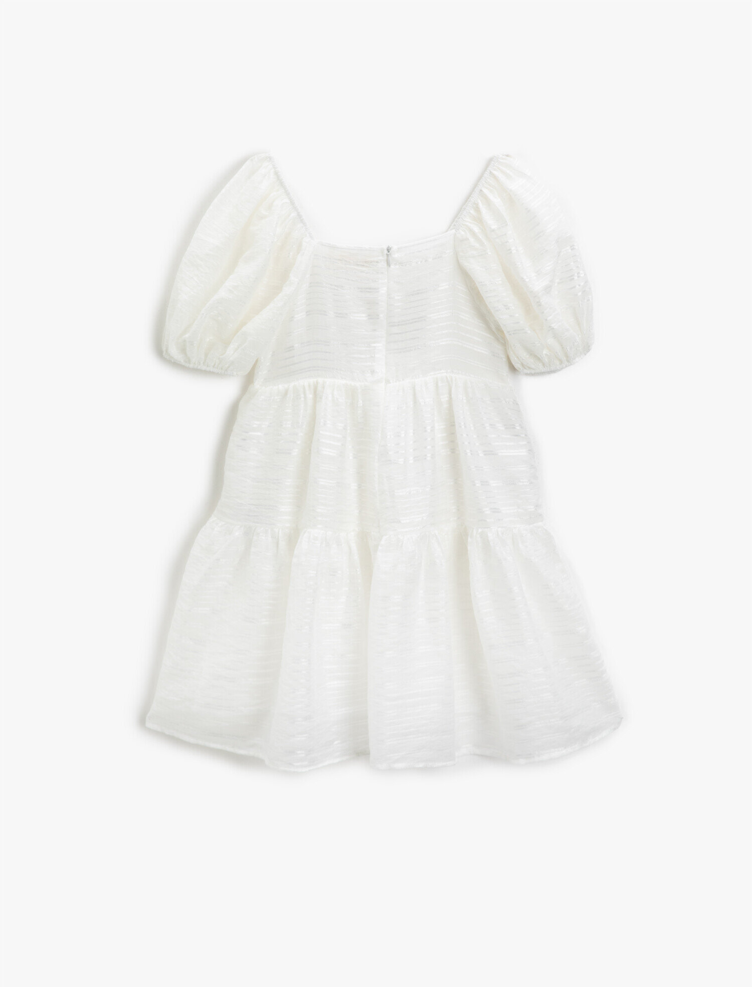  Kız Çocuk Balon Kol Elbise Şeritli Kısa Kollu