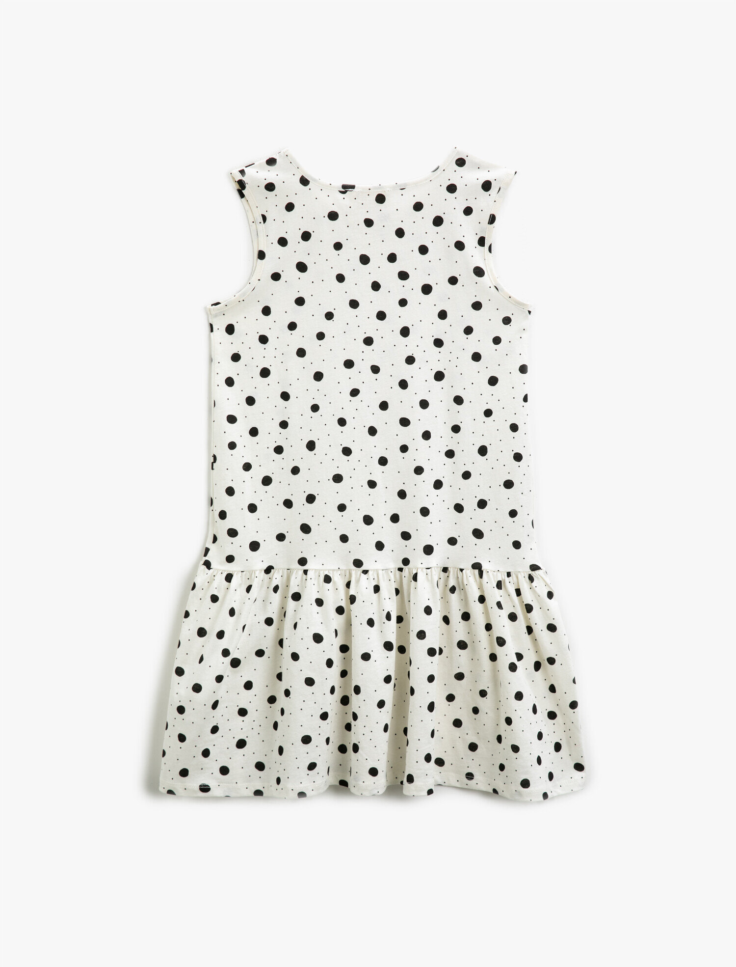  Kız Çocuk Puantiyeli Elbise Kolsuz Bisiklet Yaka