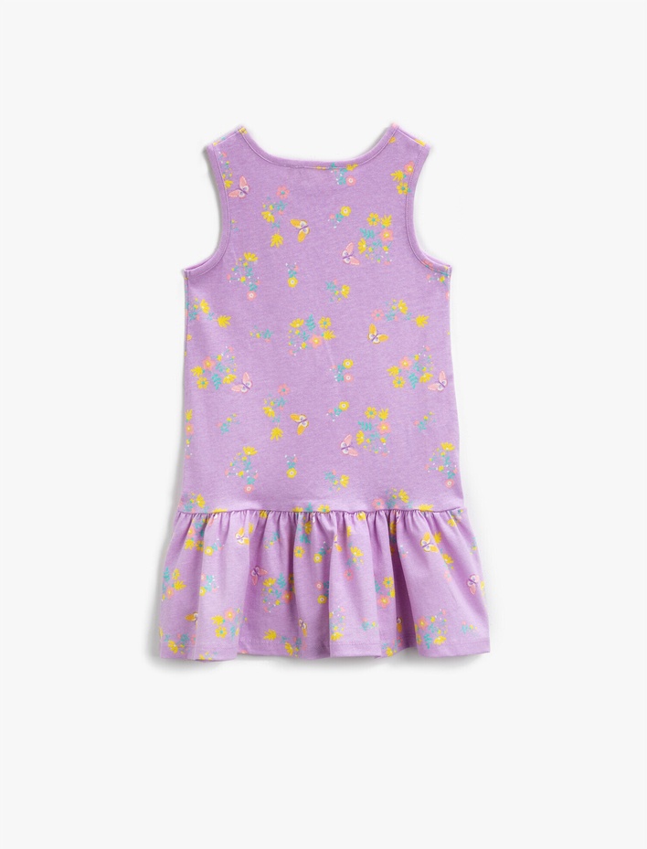 Kız Çocuk Çiçekli Yazlık Elbise Kolsuz Pamuklu