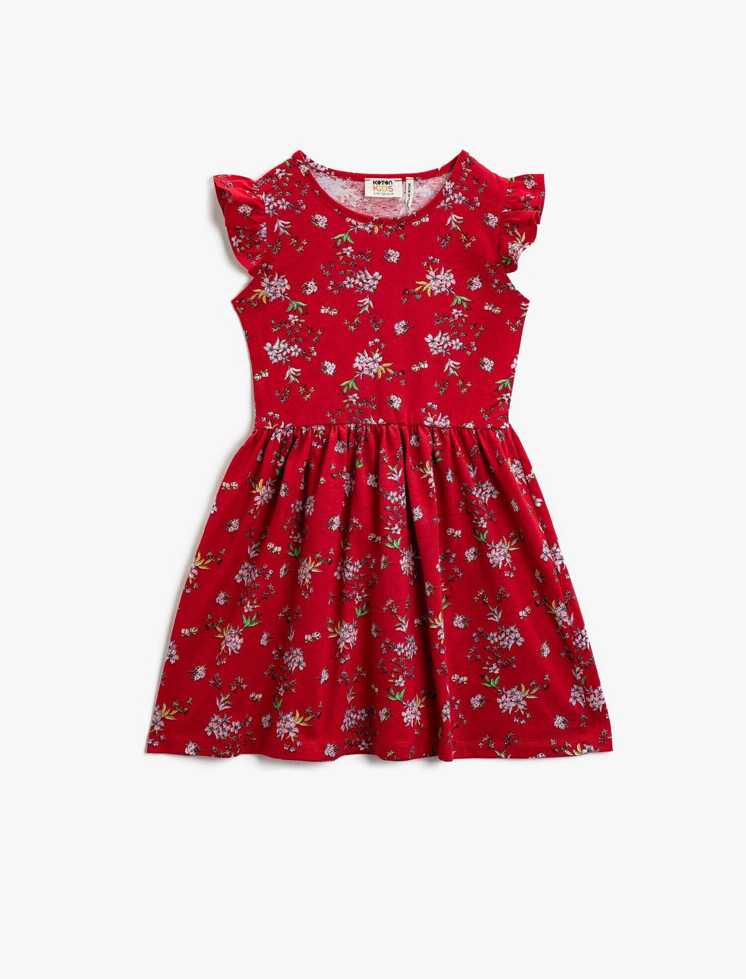  Kız Çocuk Çiçekli Yazlık Elbise Bisiklet Yaka Pamuklu A Kesim