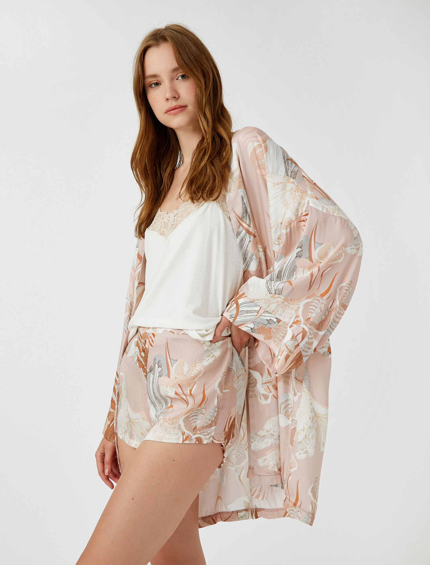   Desenli Beli Lastikli Şort Pijama Altı