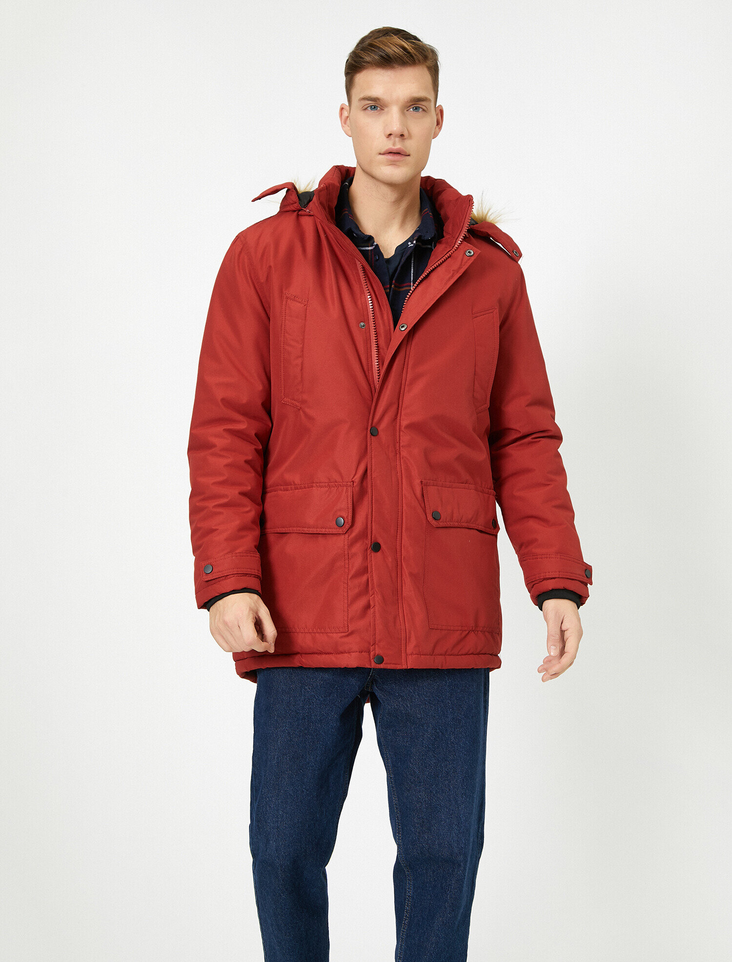 Kapşonlu Cepli Kaban