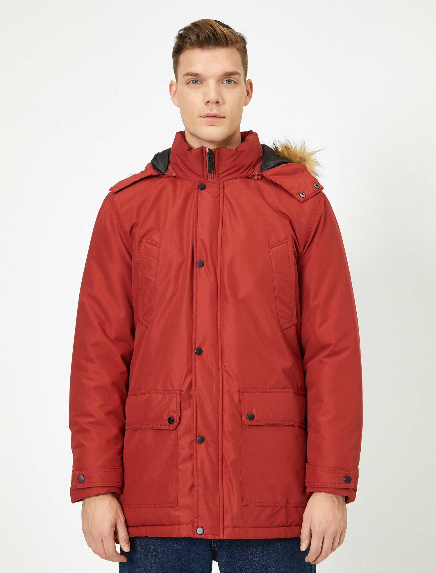 Kapşonlu Cepli Kaban