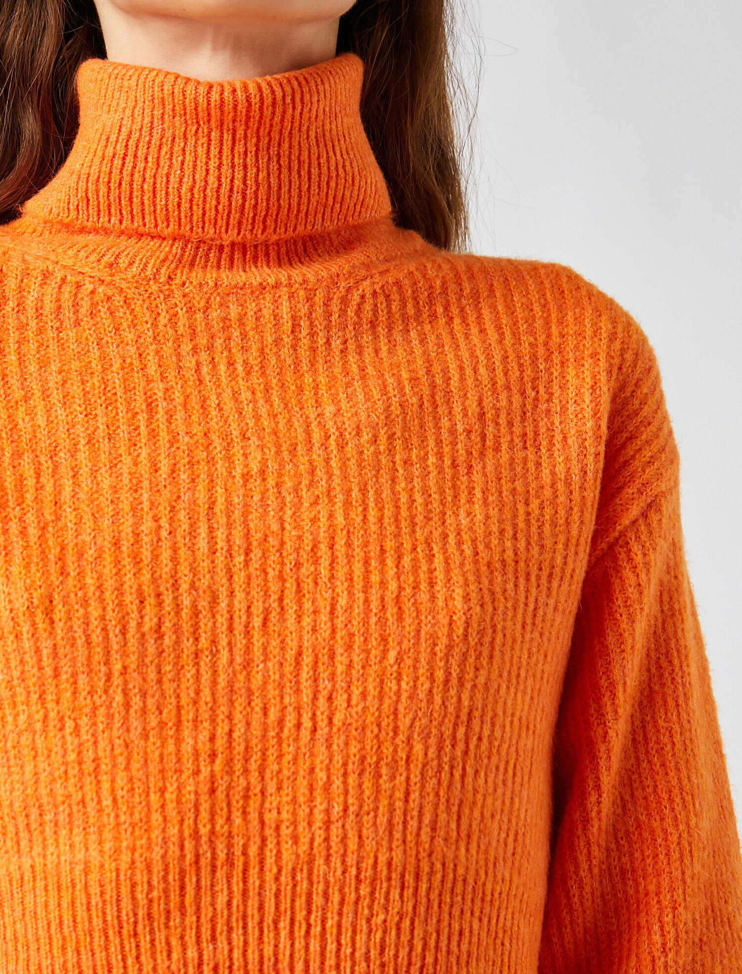   Crop Balıkçı Yaka Fitilli Triko Kazak