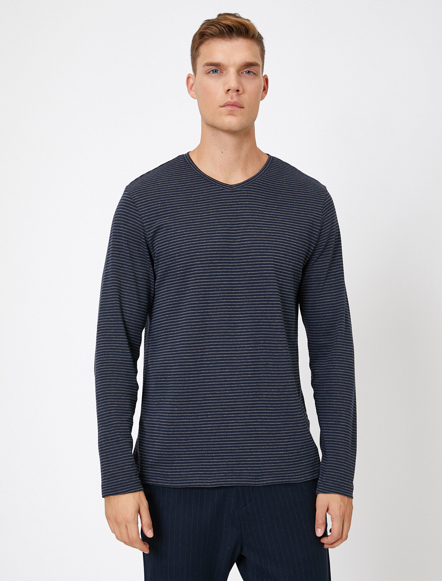   Çizgili Tişört Uzun Kollu