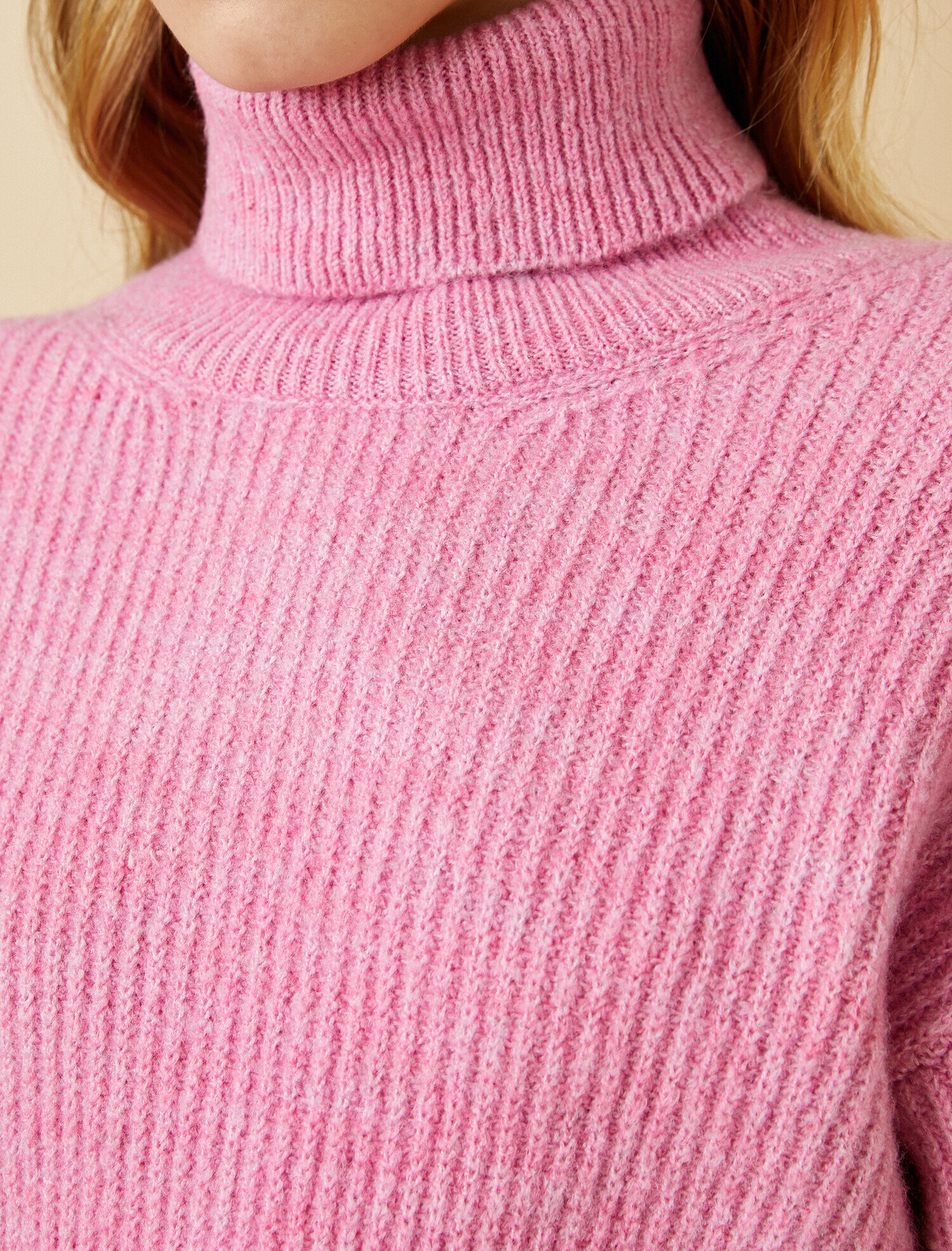   Crop Balıkçı Yaka Fitilli Triko Kazak