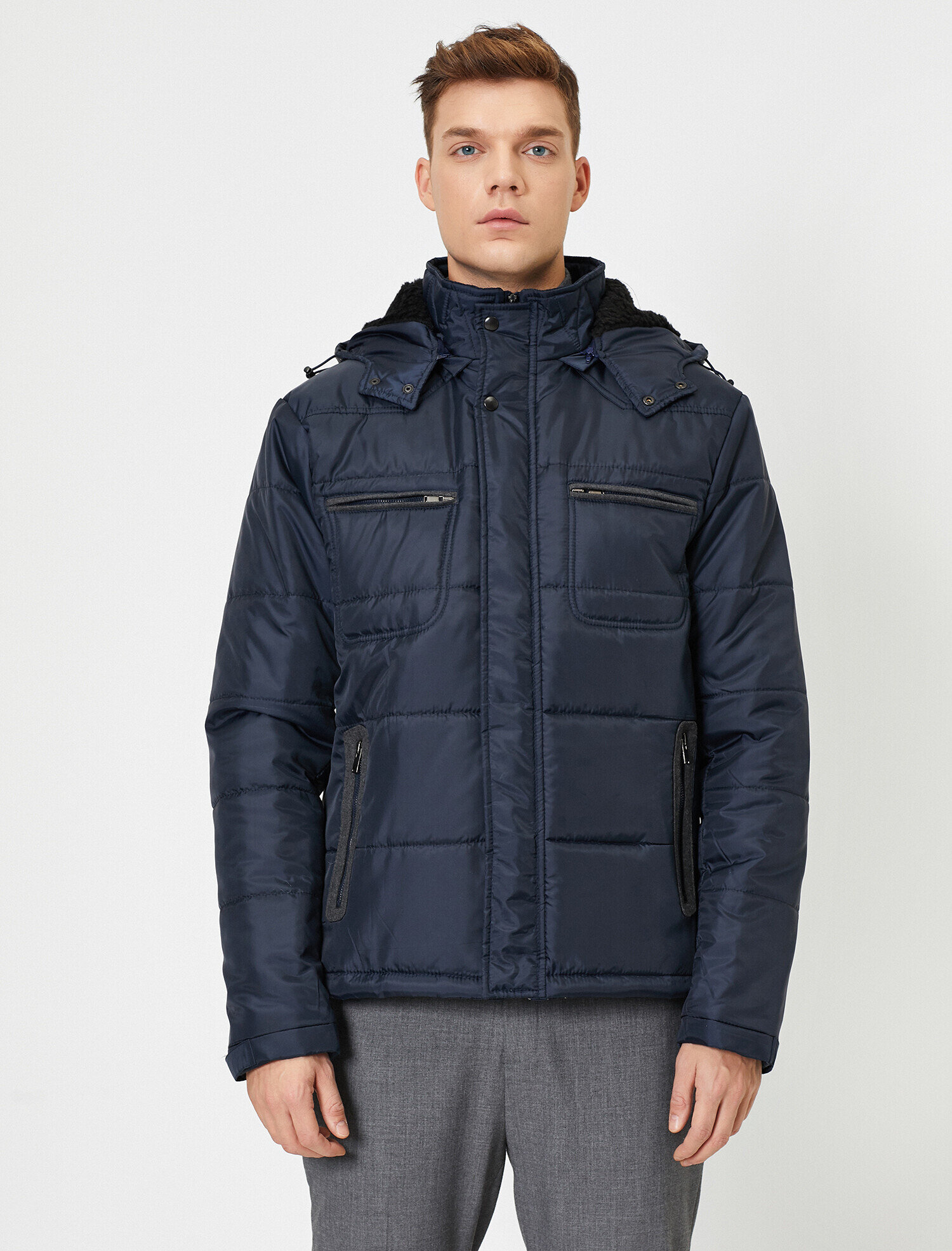   Kapşonlu Şişme Mont Cep Detaylı