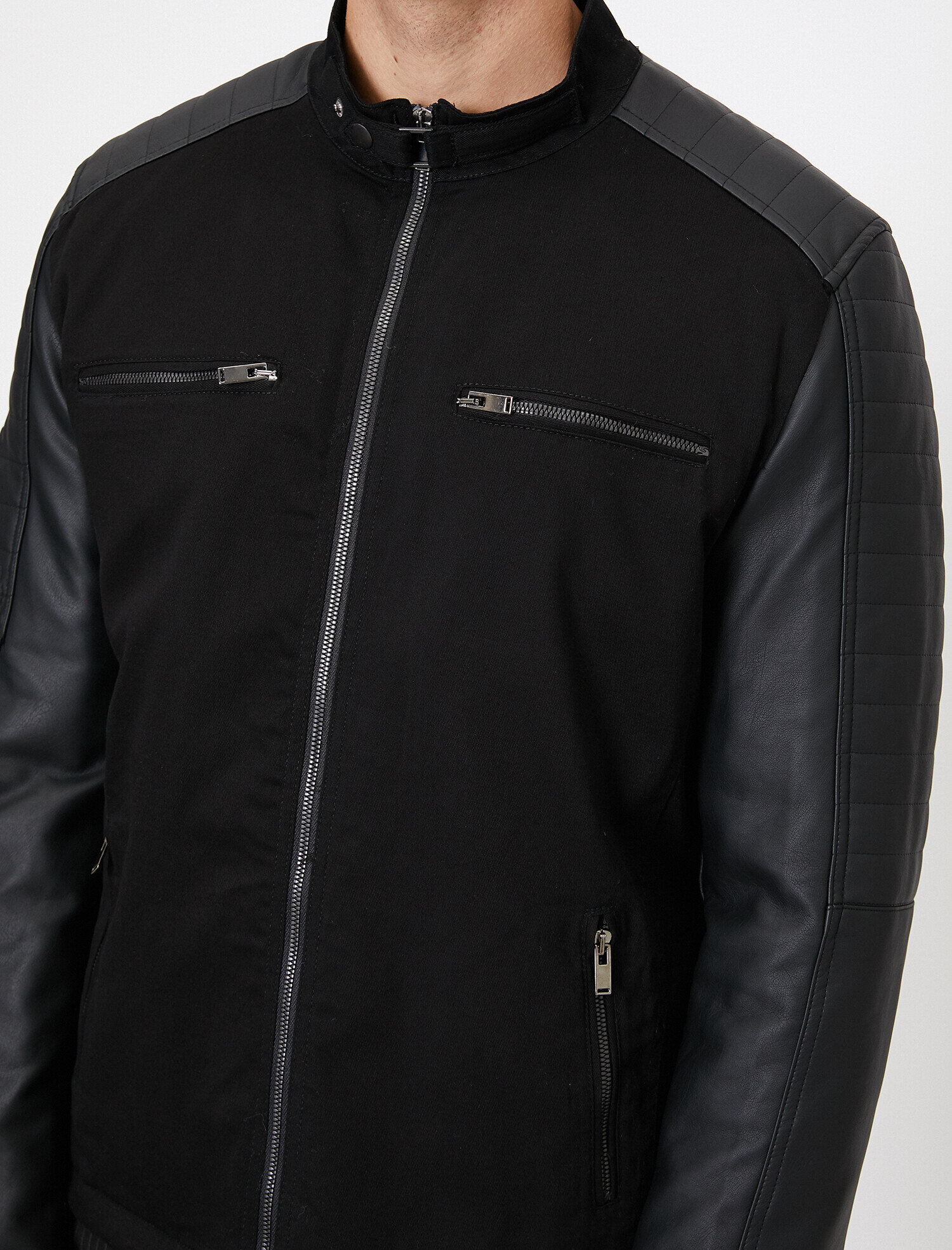   Deri Görünümlü Mont