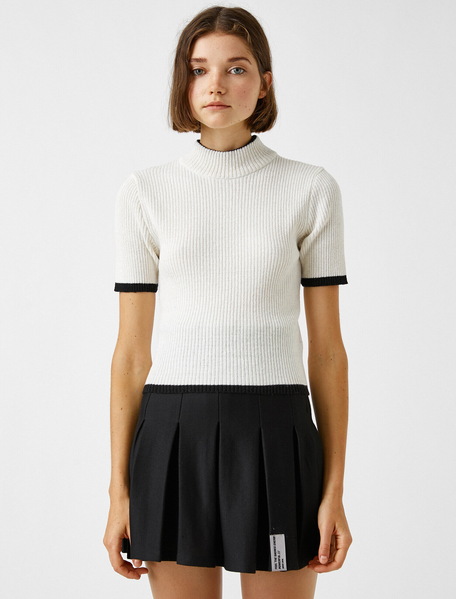   Balıkçı Yaka Kazak Triko Kısa Kollu