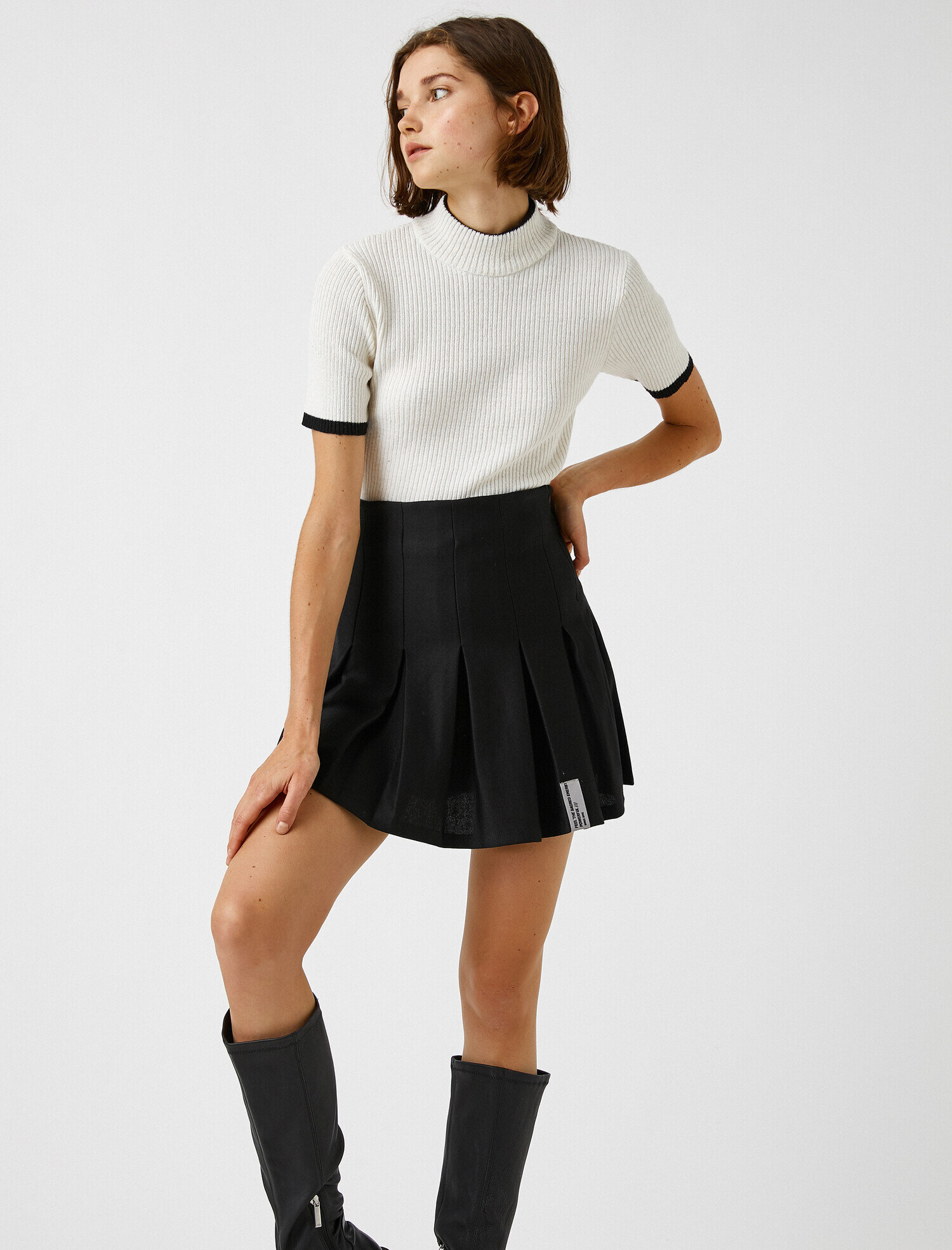   Balıkçı Yaka Kazak Triko Kısa Kollu