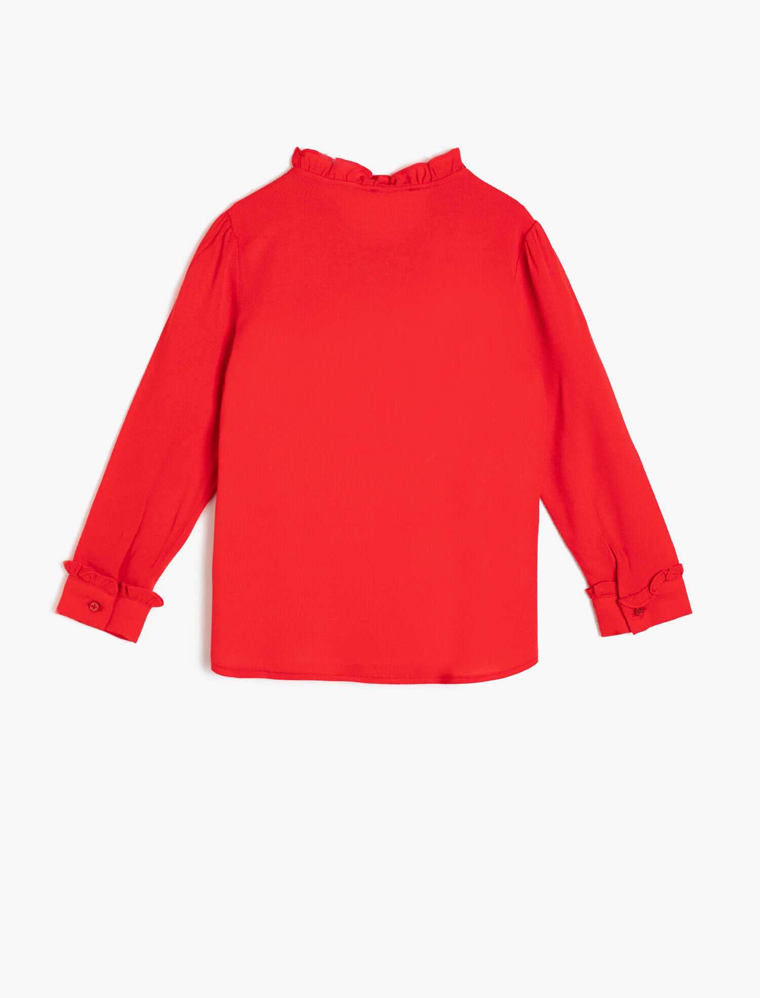  Kız Çocuk Uzun Kollu Gömlek Fırfırlı Dik Yaka