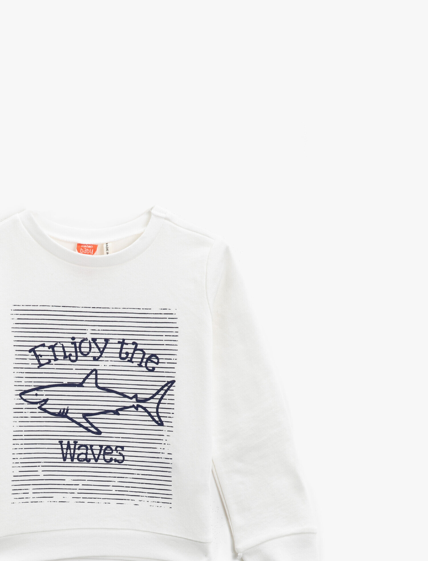  Erkek Bebek Pamuklu Baskılı Bisiklet Yaka Uzun Kollu Sweatshirt