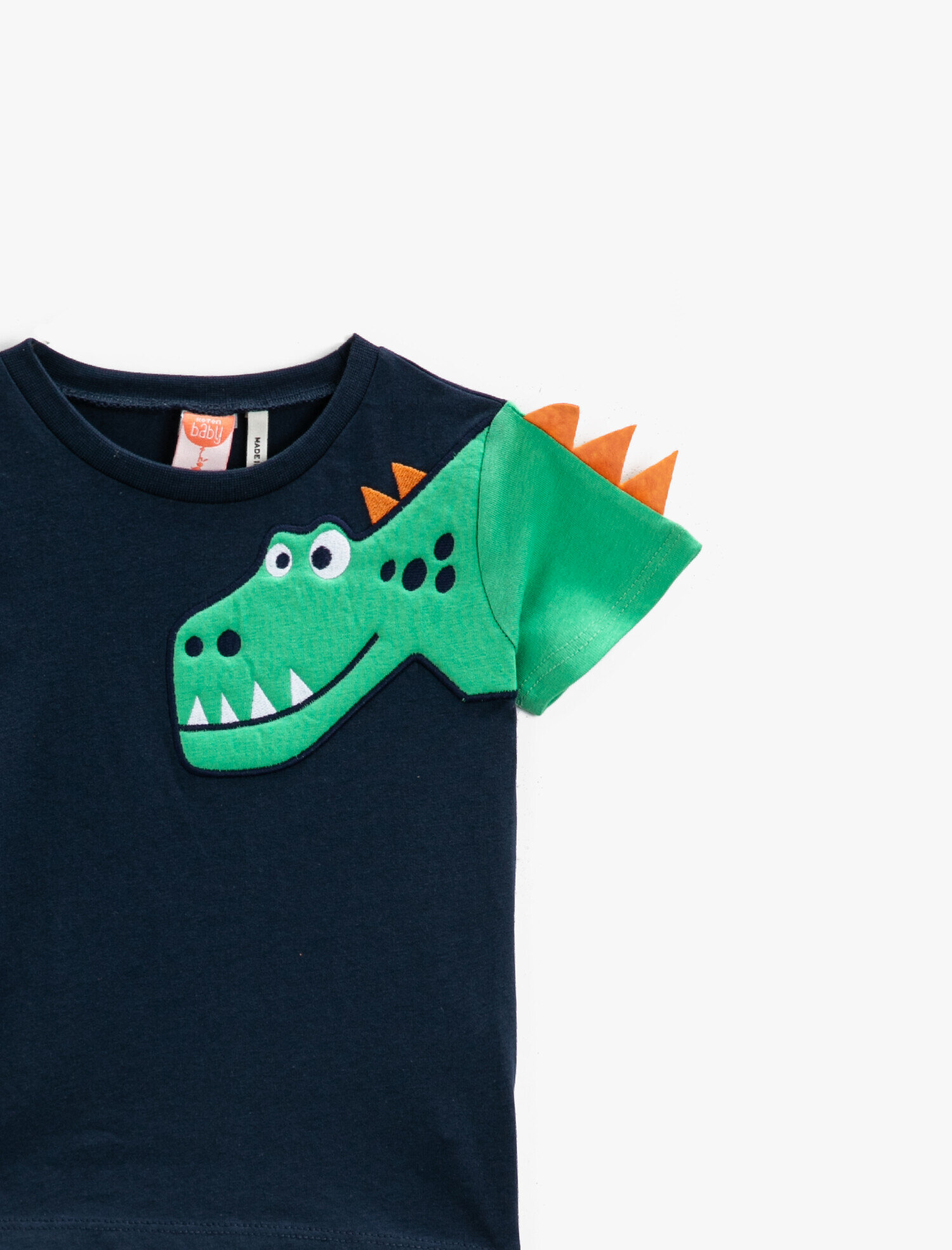  Erkek Bebek Dinozor Tişört Kısa Kollu Bisiklet Yaka Pamuklu