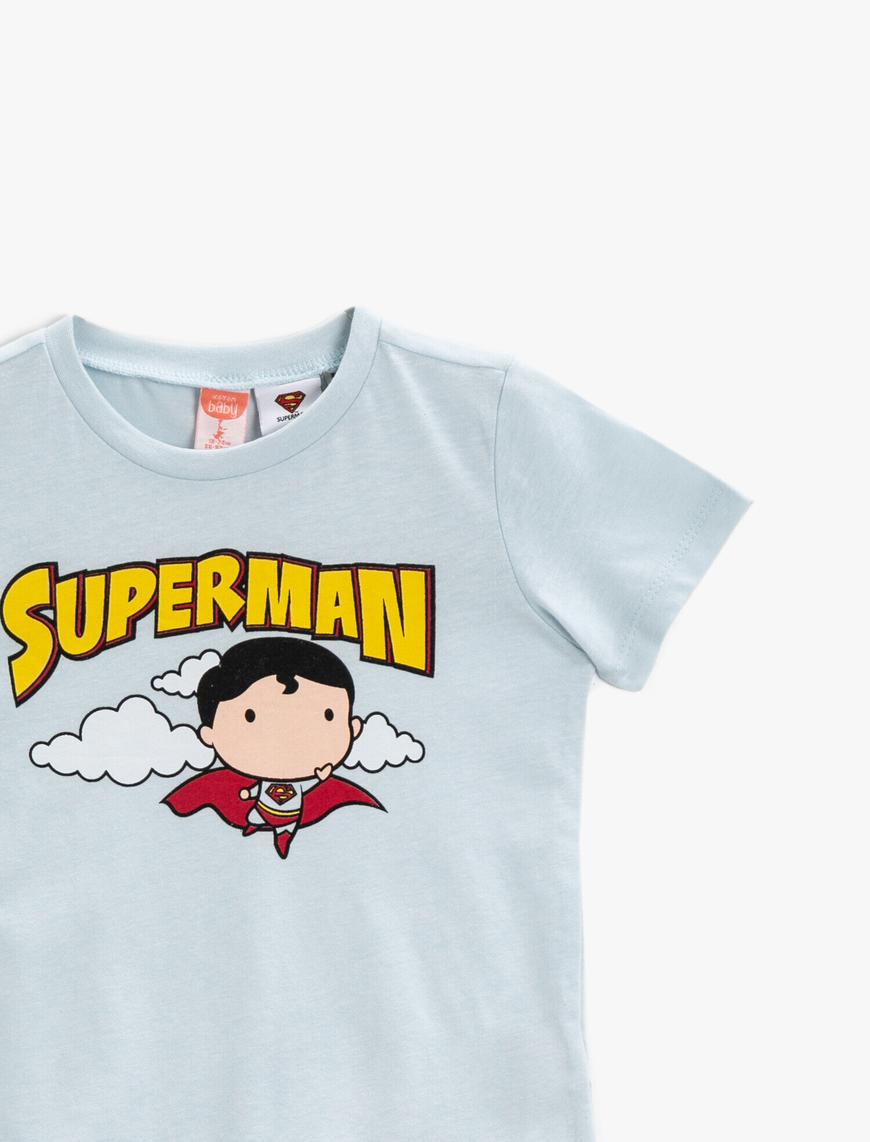  Erkek Bebek Superman Tişört Lisanslı Baskılı Pamuklu
