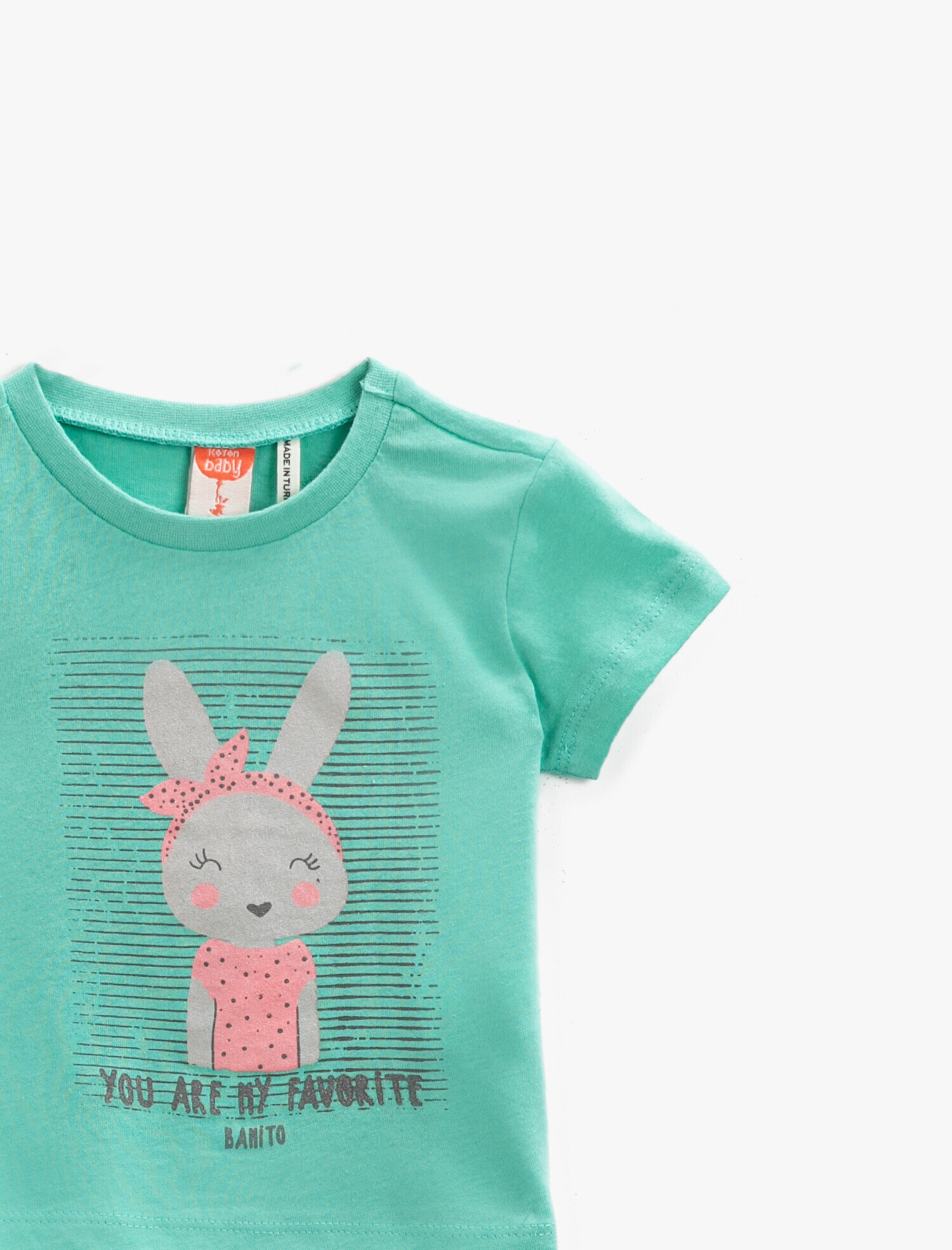  Kız Bebek Baskılı Tişört Kısa Kollu Pamuklu