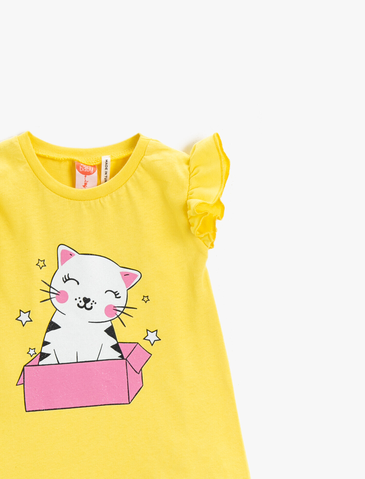  Kız Bebek Fırfırlı Baskılı Atlet Pamuklu