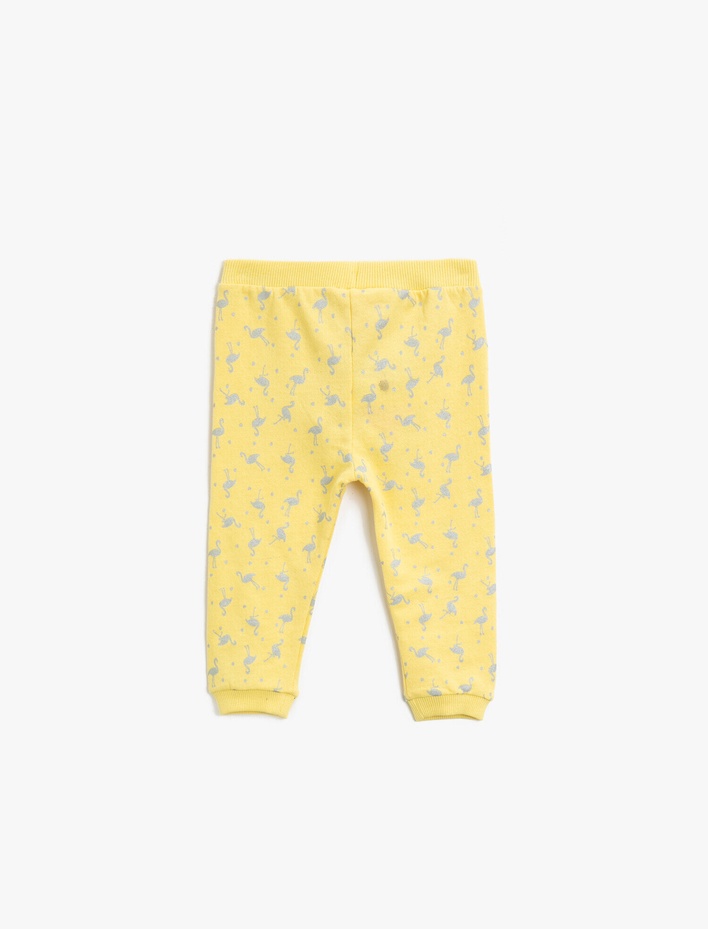 Kız Bebek Beli Bağlamalı Baskılı Pamuklu Eşofman Altı