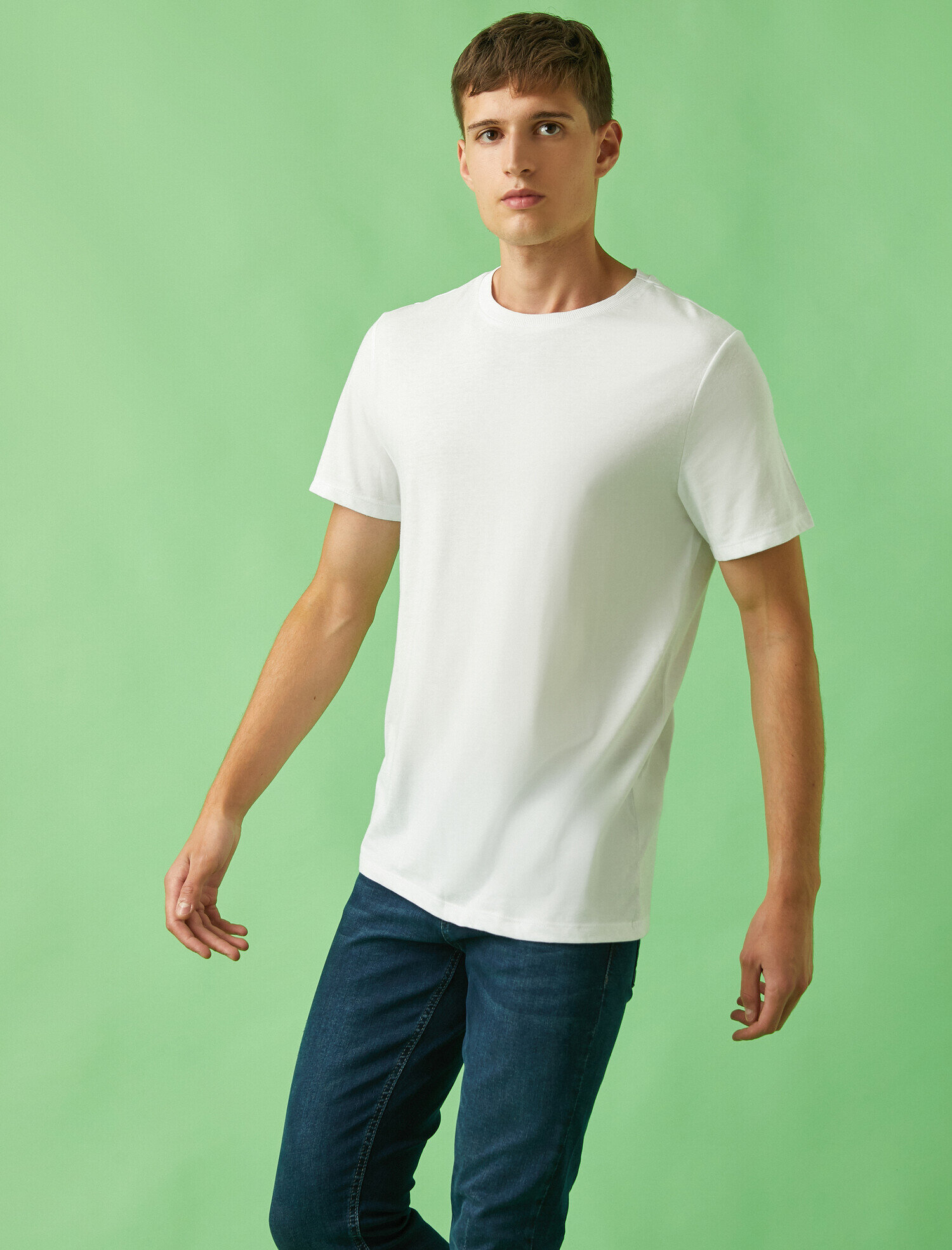   Bisiklet Yaka Tişört Pamuklu