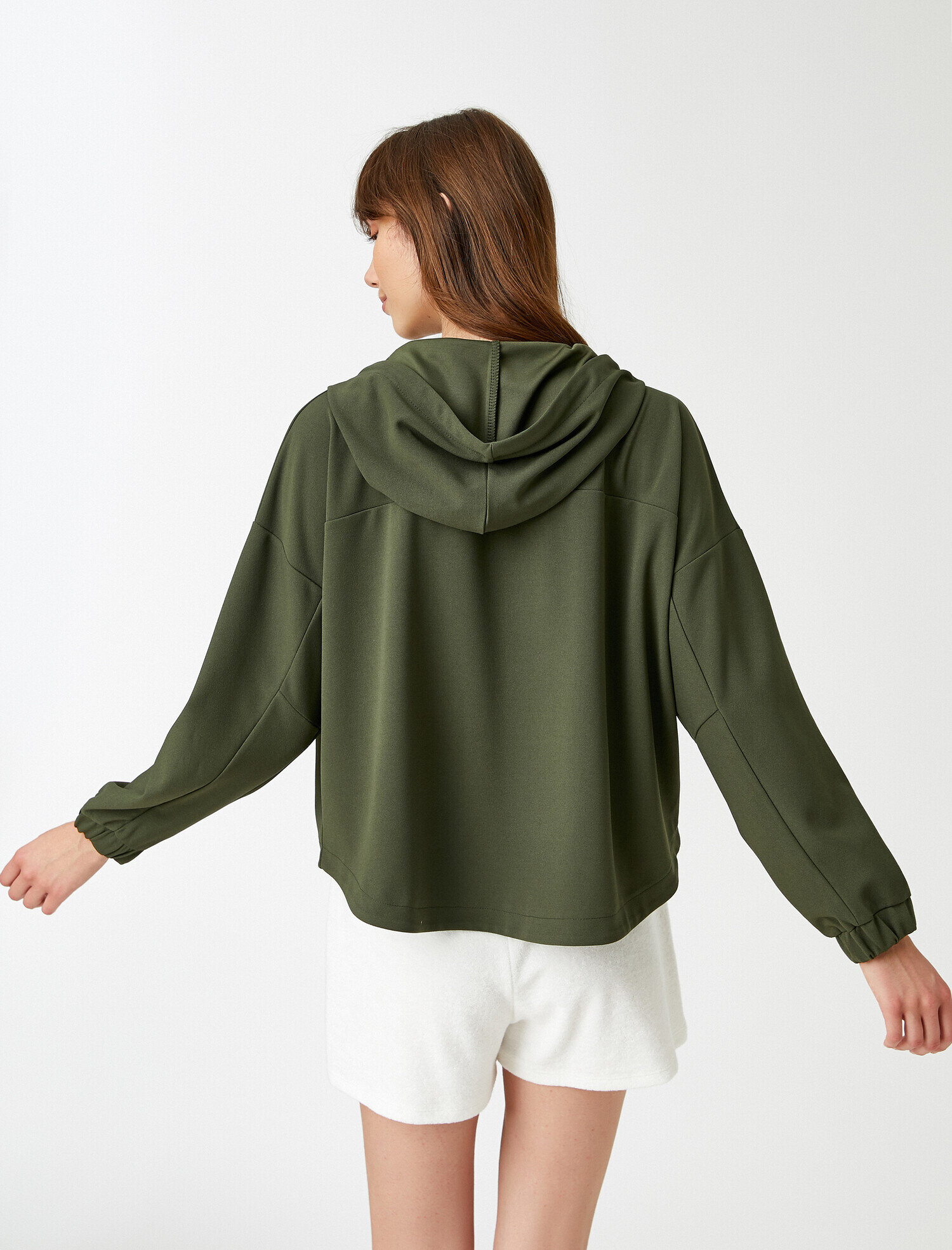   Yakası Fermuarlı Sweatshirt Kanguru Cepli