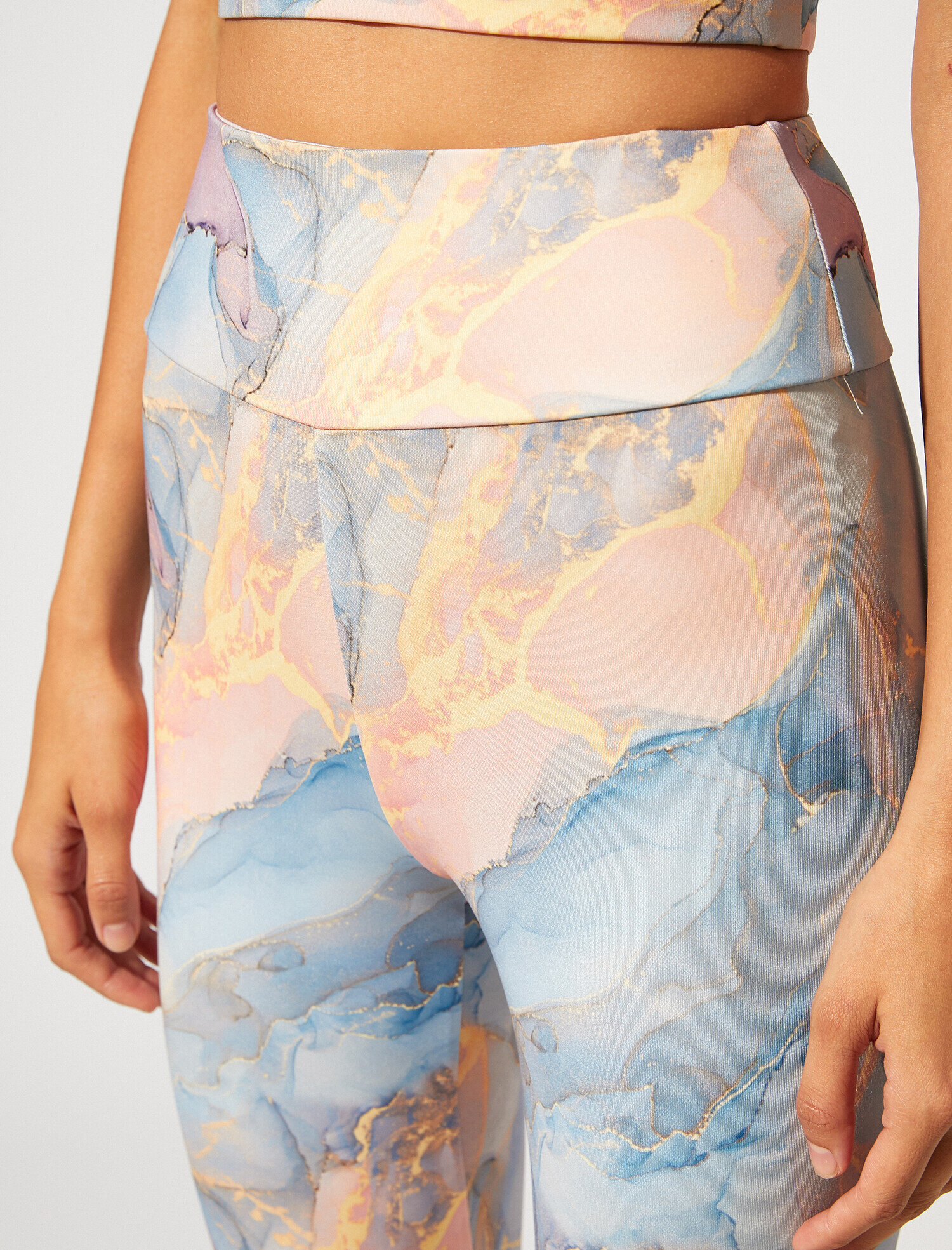   Mermer Desenli Yüksek Bel Tayt