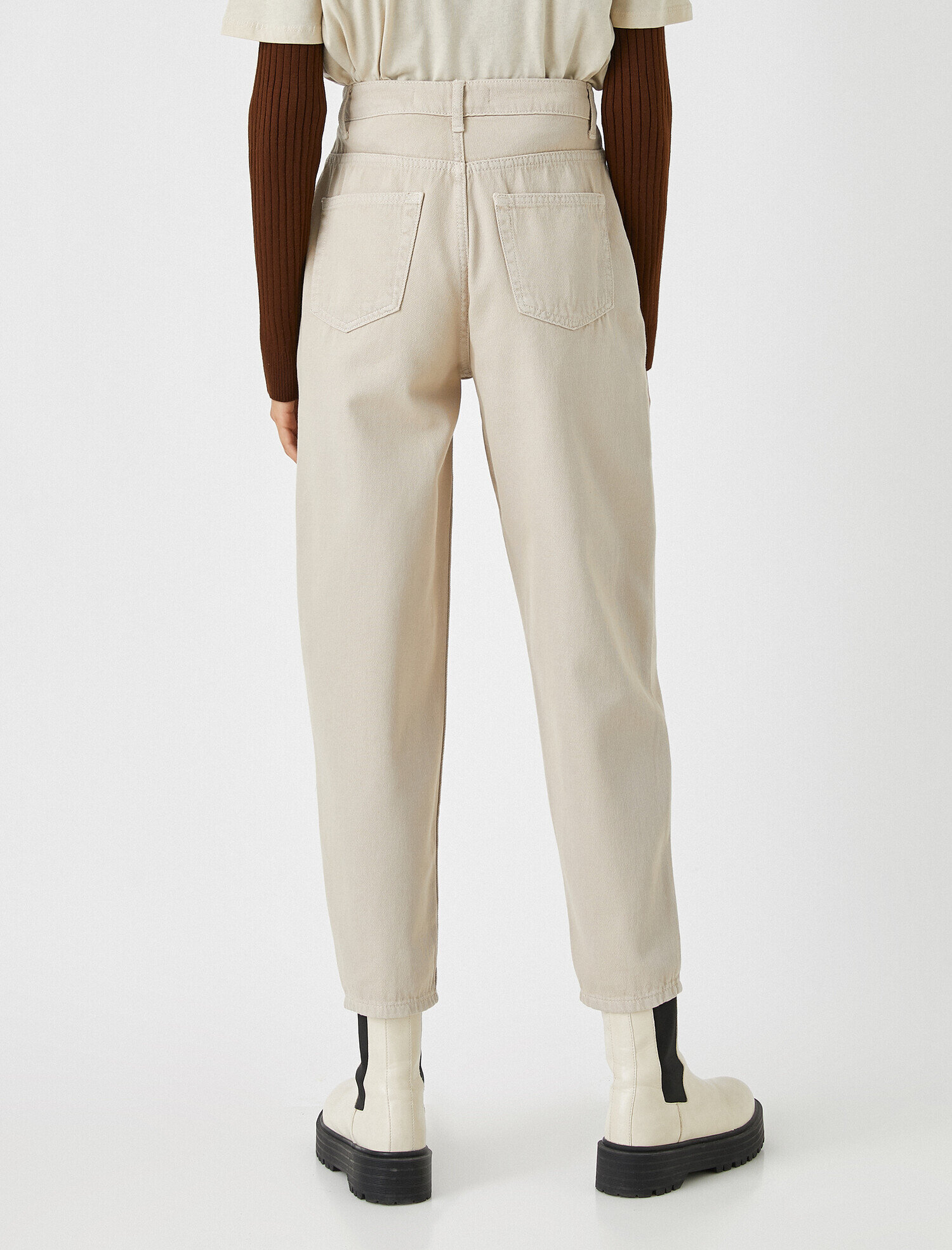   Yüksek Bel Pamuklu Slouchy Pantolon