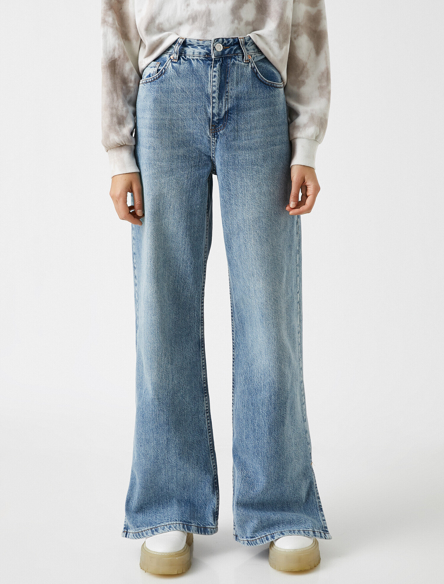   Bol Paça Yüksek Bel Kot Pantolon - Bianca Jean