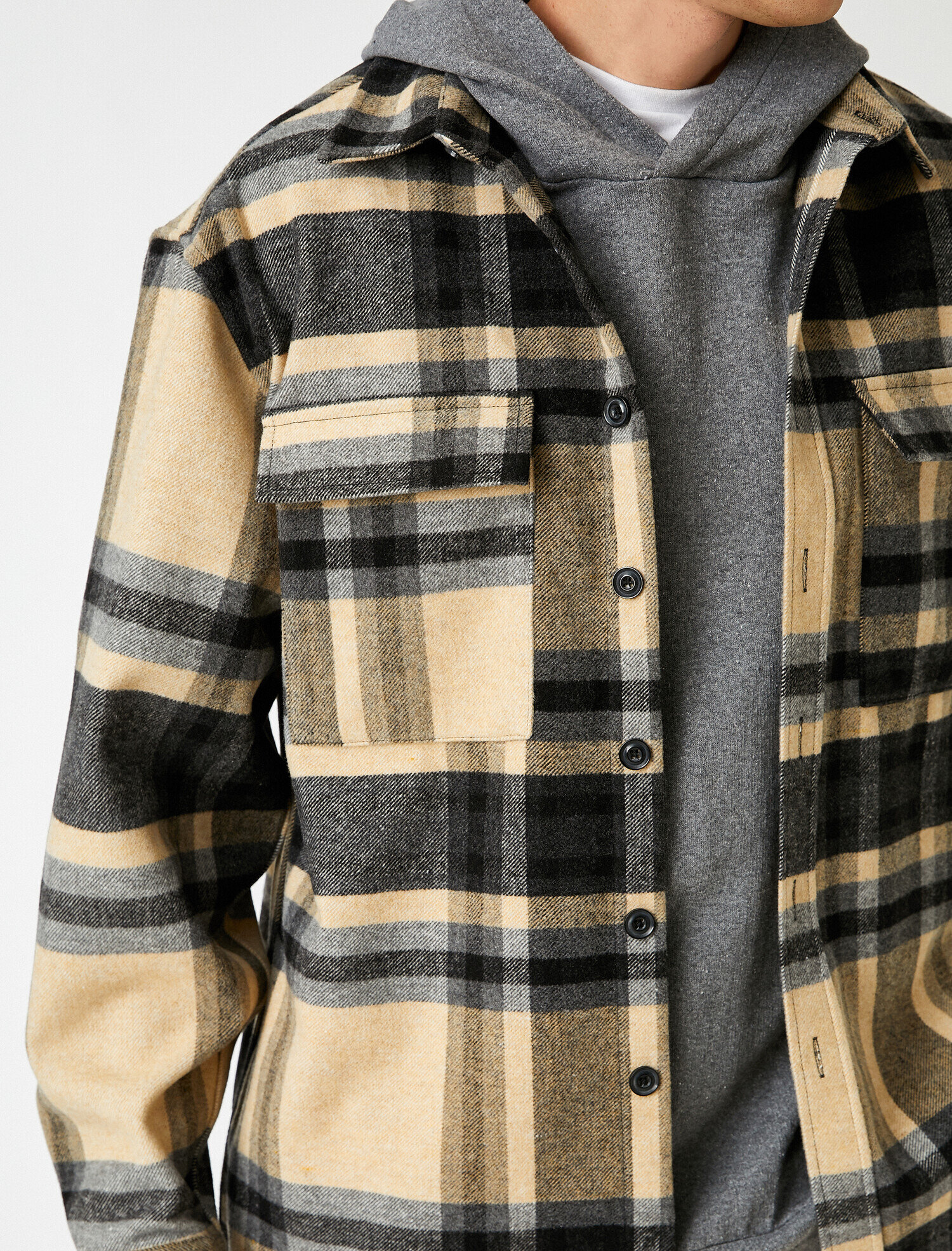   Oduncu Gömleği Klasik Yaka Cep Detaylı Uzun Kollu