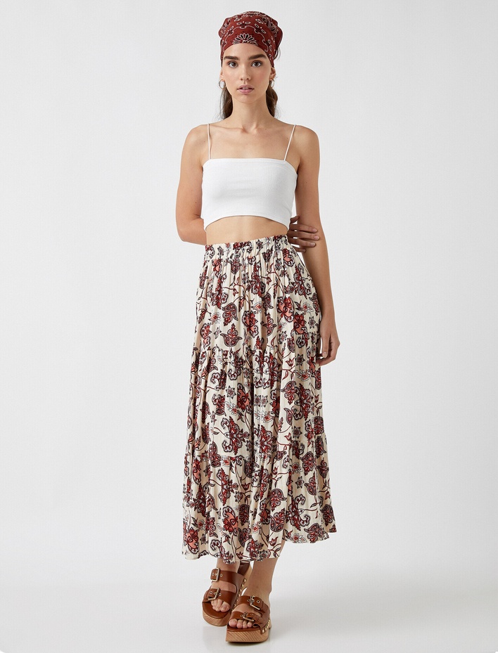  Desenli Yazlık Kloş Etek