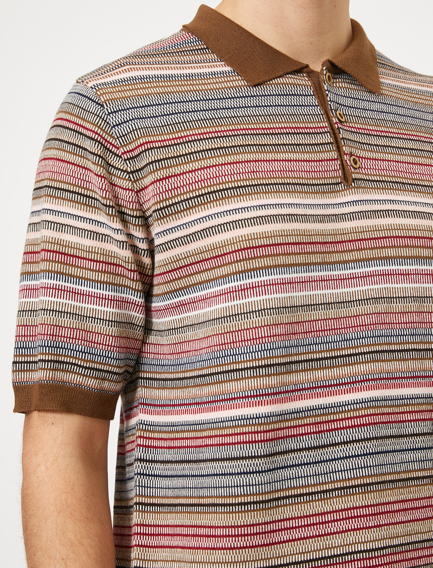   Polo Yaka Jakar Desenli Regular Fit Triko Kazak