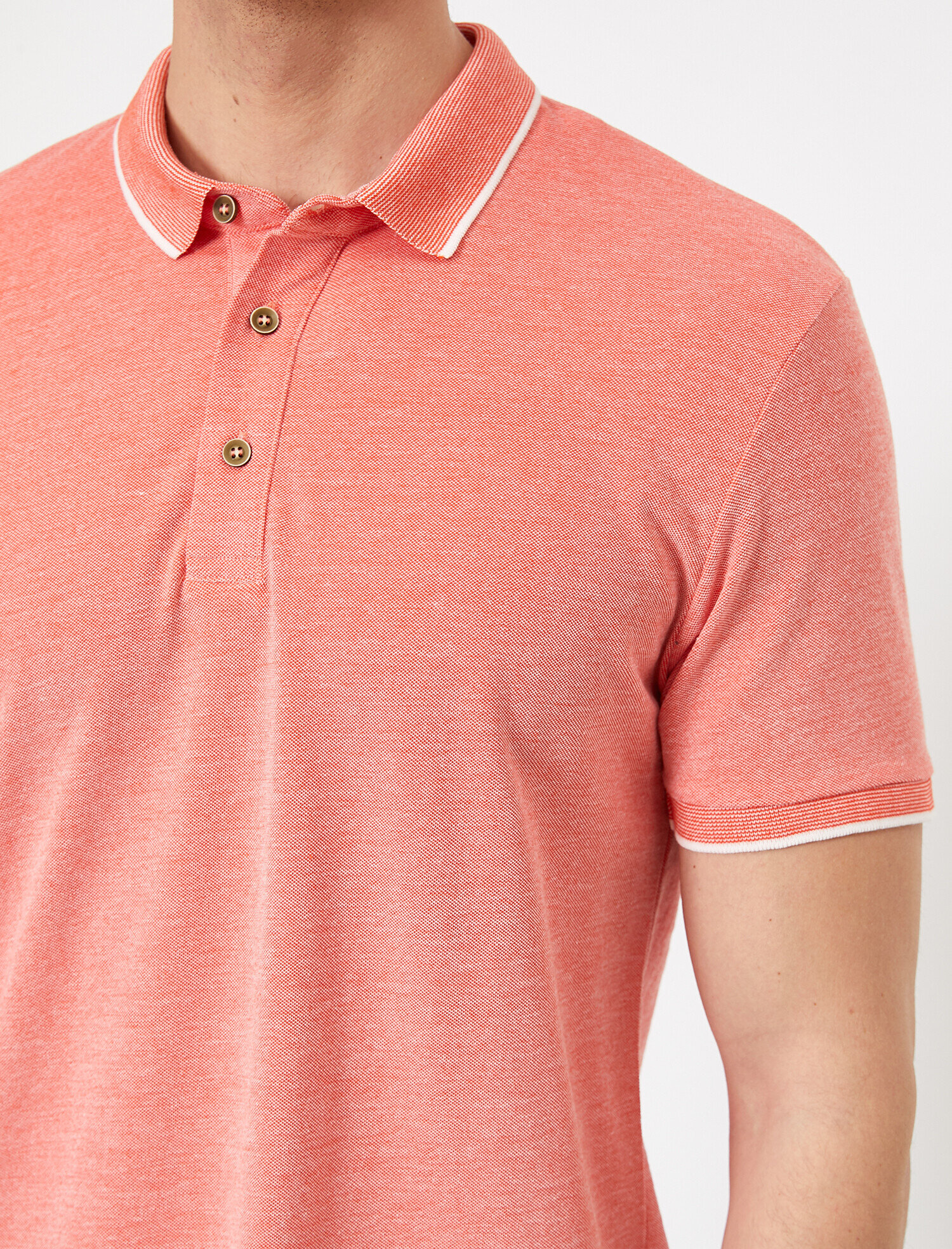 Polo Yaka Kol Ucu ve Yakası Çizgili Slim Fit Tişört