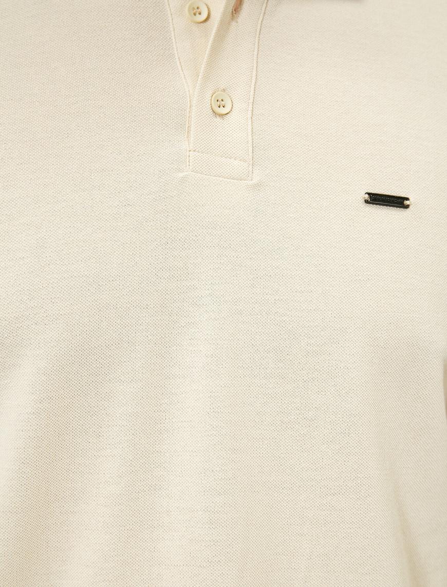   Polo Yaka Metal Logo Detaylı Slim Fit Tişört