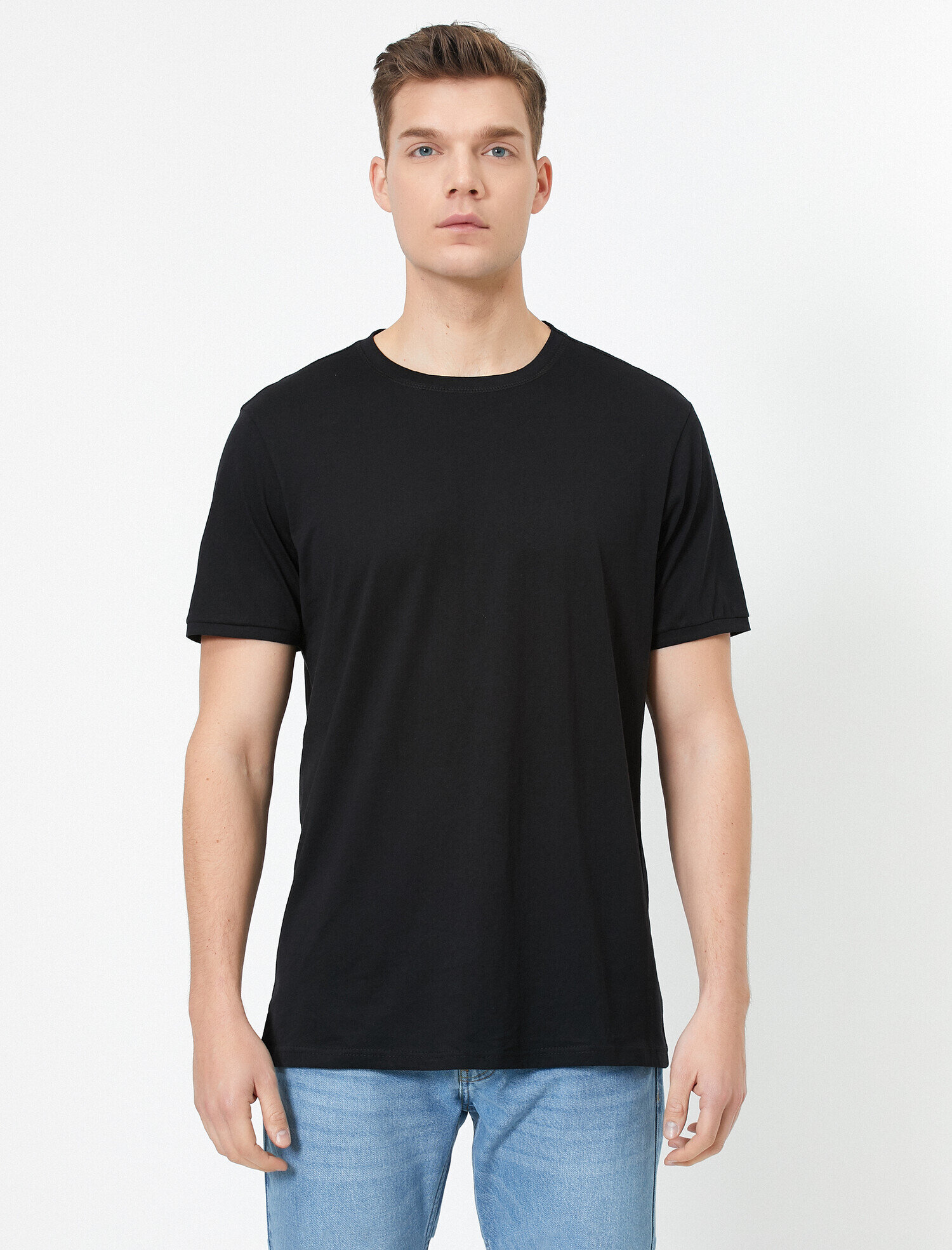   Bisiklet Yaka Kısa Kollu Pamuklu Tişört