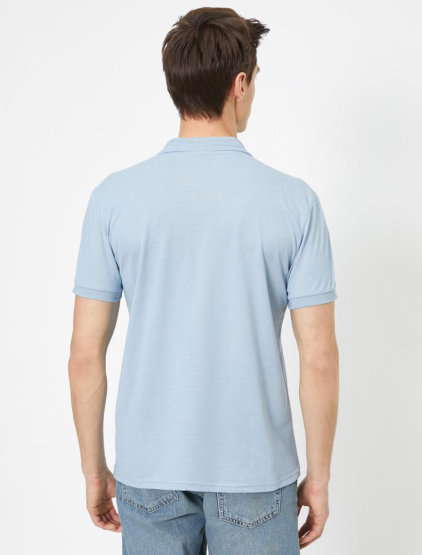   Polo Yaka Yaka Ucu Örgü Detaylı Slim Fit Tişört