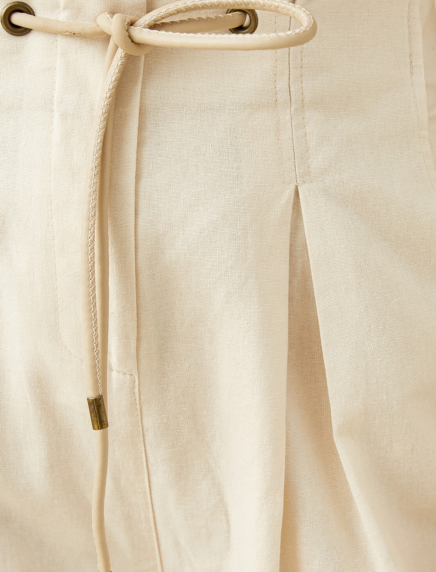   Keten Pantolon Belden Bağlamalı