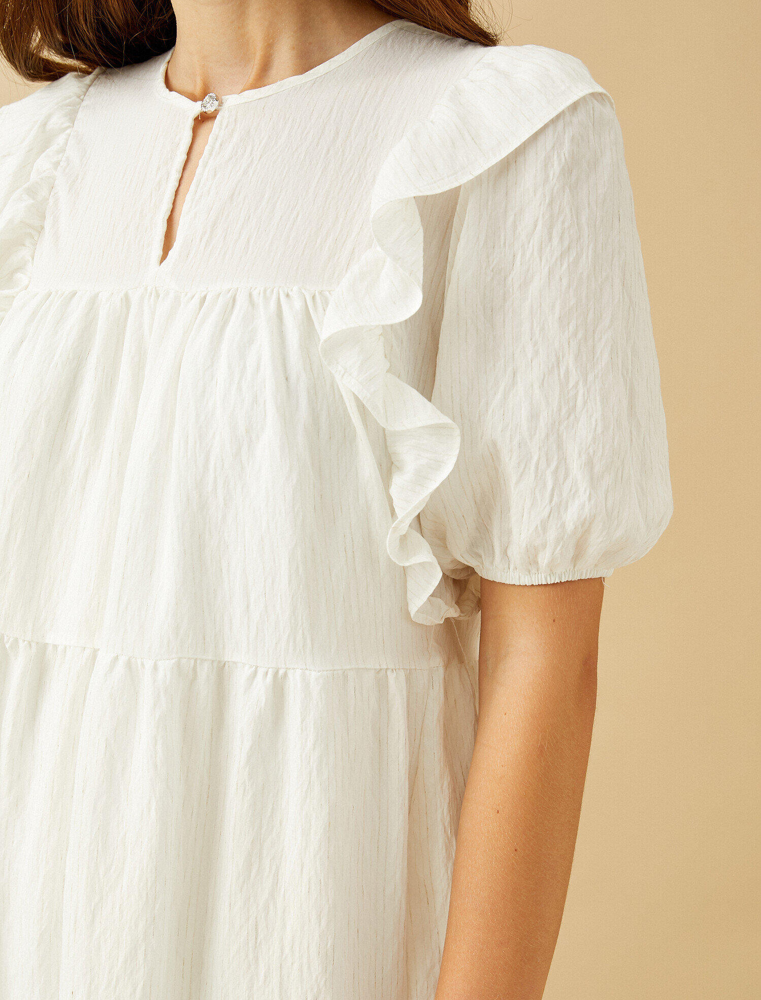   Fırfırlı Elbise Mini Kısa Kollu