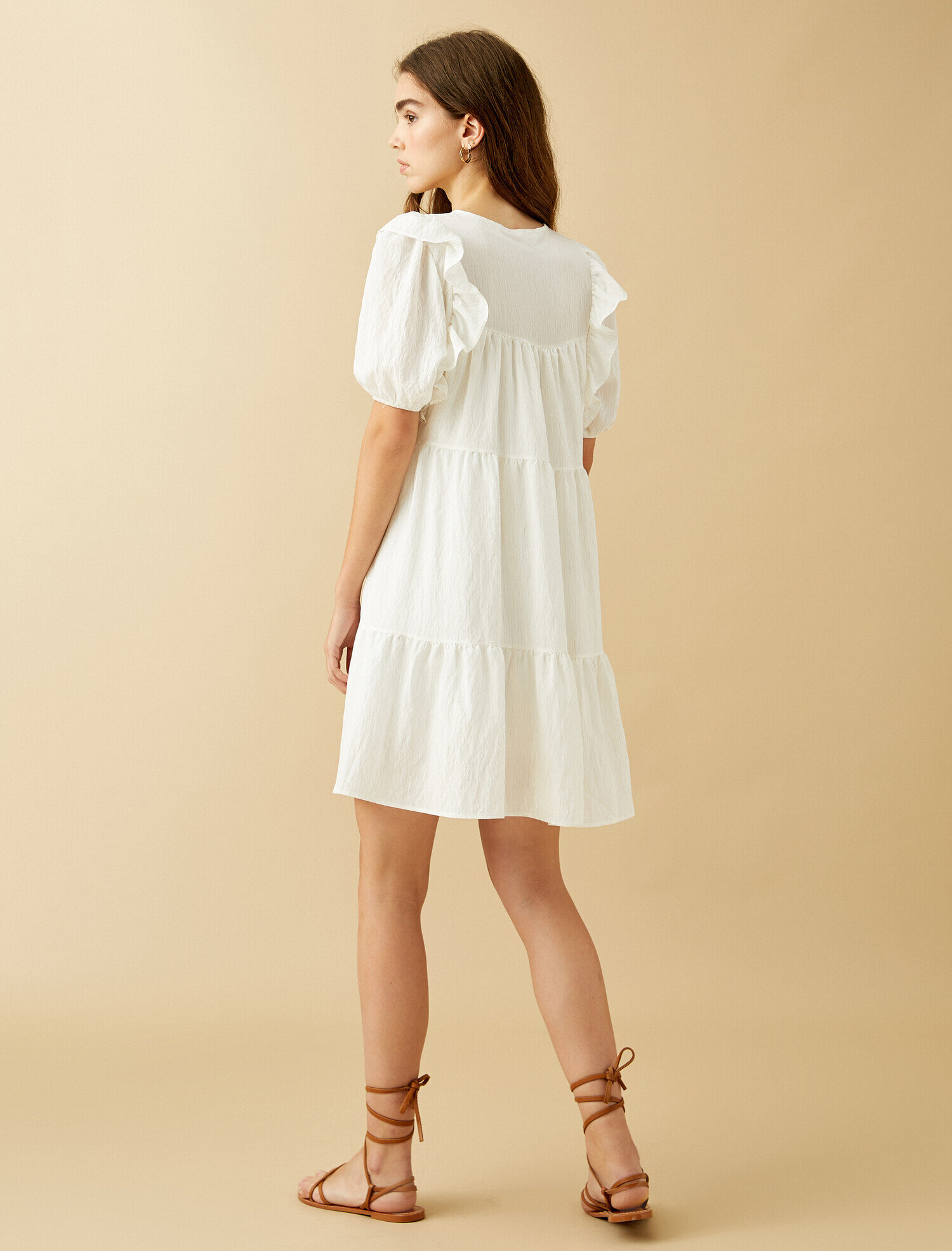   Fırfırlı Elbise Mini Kısa Kollu