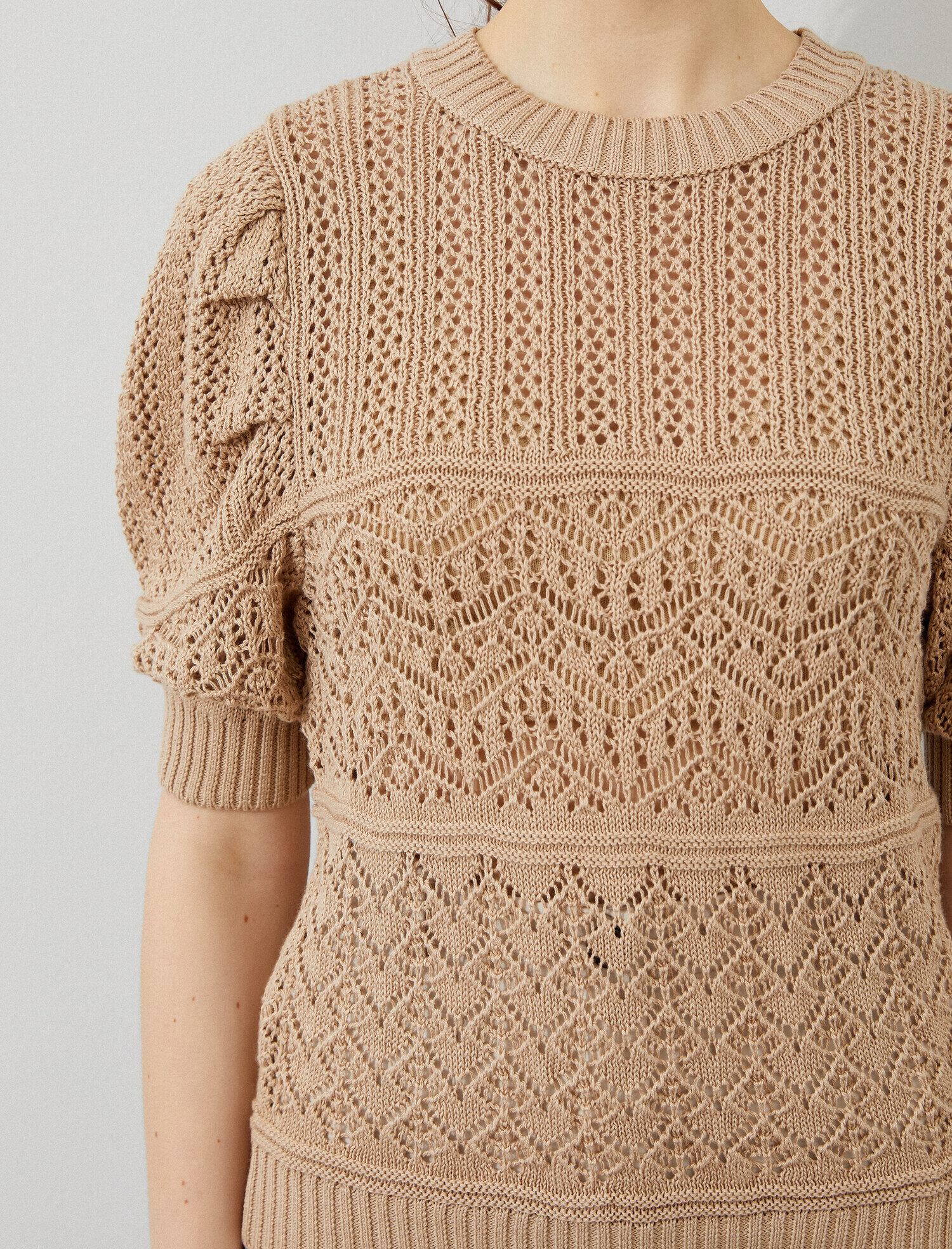   Bisiklet Yaka Triko Kazak 3/4 Kol Pamuklu