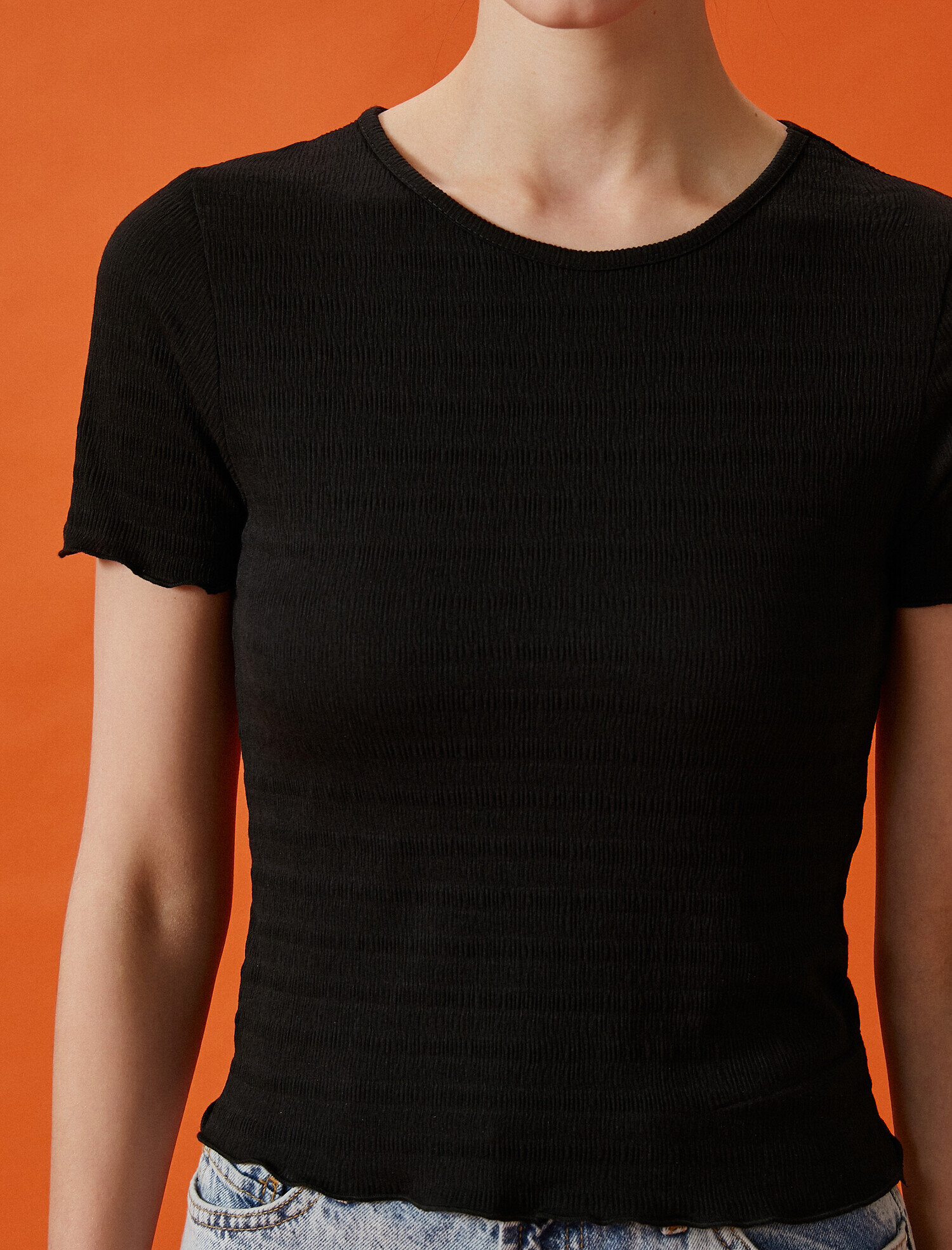   Kısa Kollu Tişört Bisiklet Yaka Basic